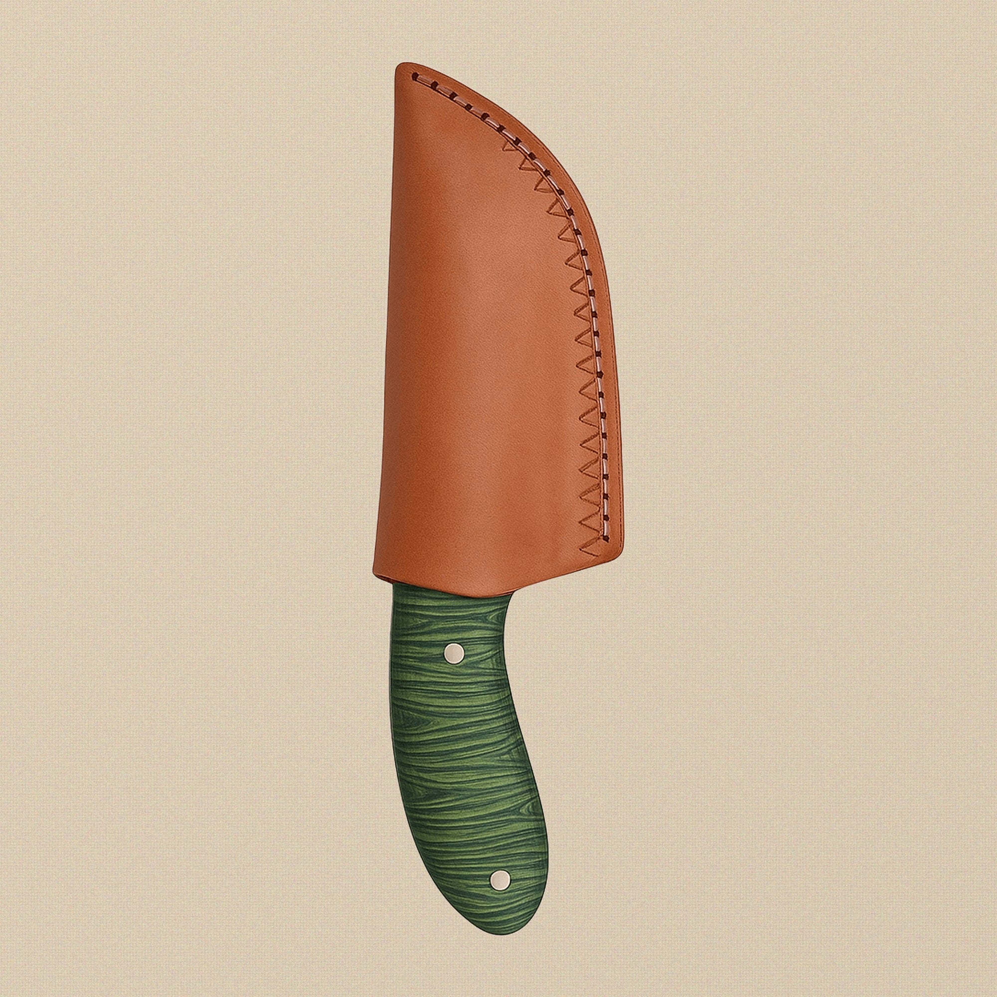 Forged D2 Steel Skinner Knife, 114mm Textured Blade, with Green Pakkawood Handle and Sheath | Knife | Toolsmith Ltd UK