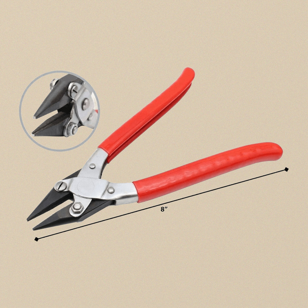 PVC Handles Parallel Action Serrated Chain Nose Pliers, 20 cm Length | Jewellery Making Tools | Toolsmith Ltd UK