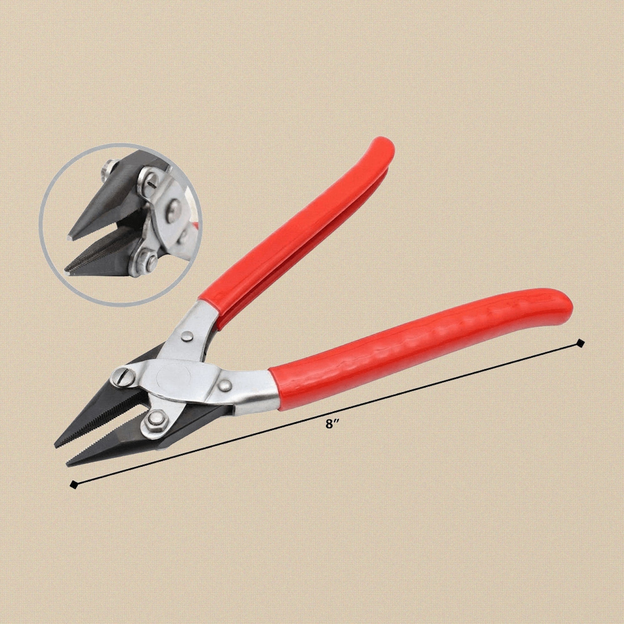 PVC Handles Parallel Action Serrated Chain Nose Pliers, 20 cm Length | Jewellery Making Tools | Toolsmith Ltd UK