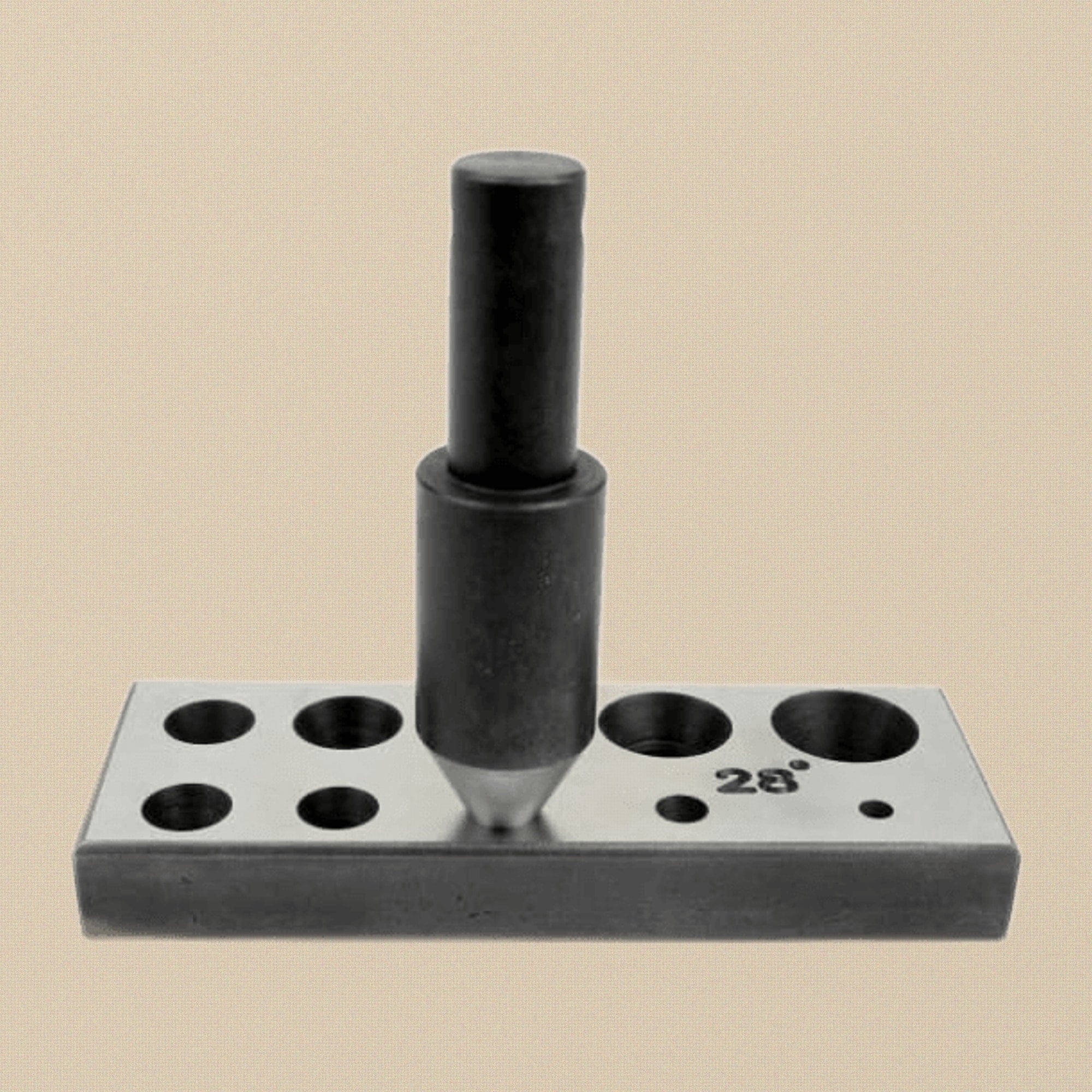 28 Degree 10 Hole Collet Block/ Plate and Punch Set, Black Carbon Steel, 4-18mm | Jewellery Making Tools | Toolsmith Ltd UK