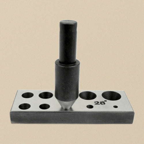 28 Degree 10 Hole Collet Block/ Plate and Punch Set, Black Carbon Steel, 4-18mm | Jewellery Making Tools | Toolsmith Ltd UK