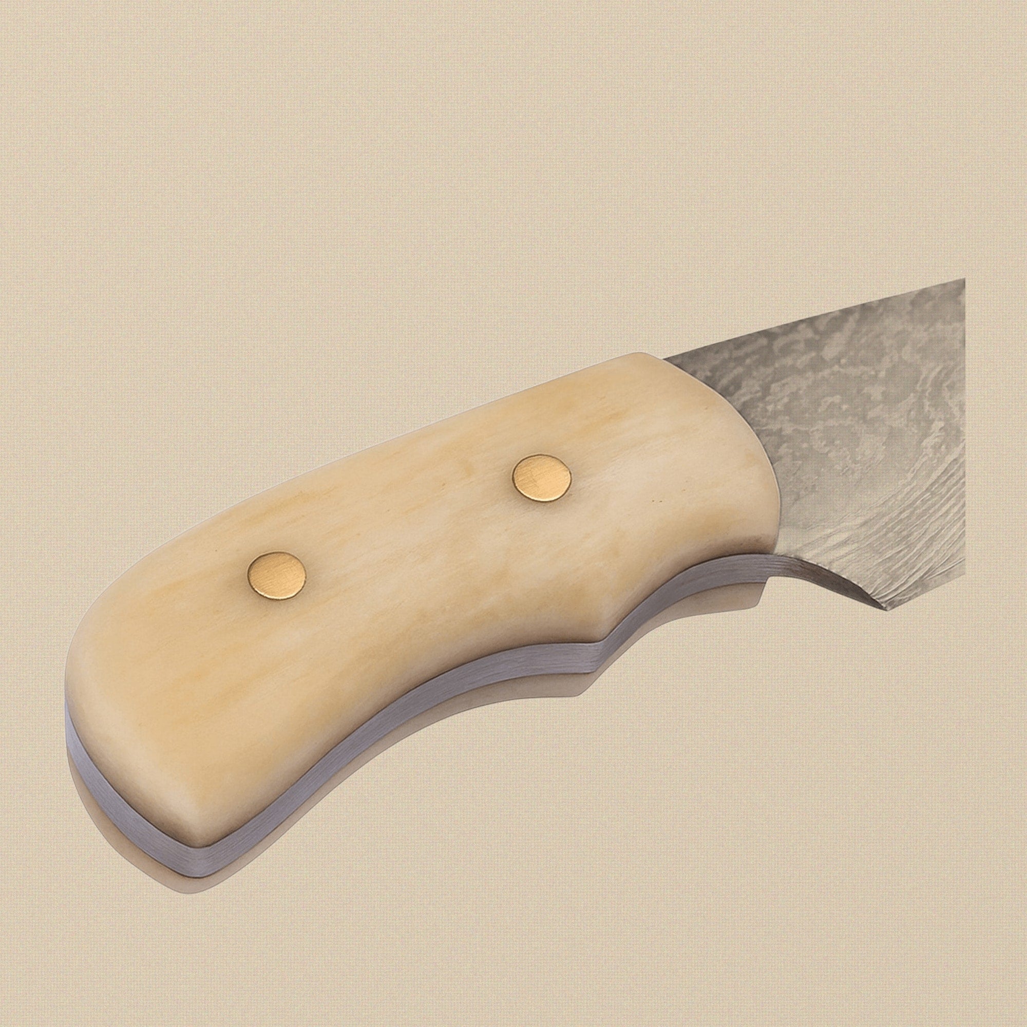Miniature Damascus Skinner Knife, 76mm, Bone-Handled with Leather Sheath | Miniature Knife | Toolsmith Ltd UK
