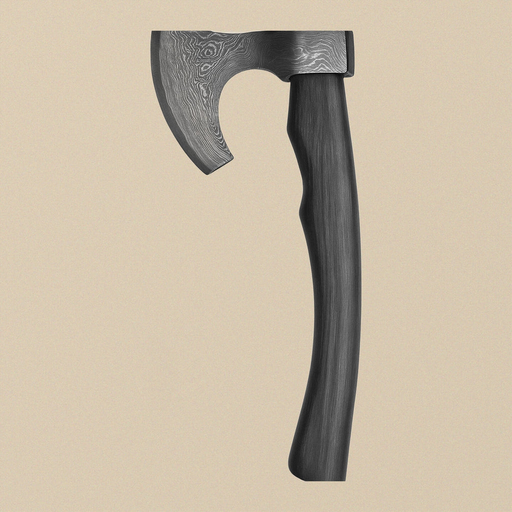 Damascus Steel Hatchet 15.5-inch with Walnut Wood Handle and Leather Sheath | Axe | Toolsmith Ltd UK