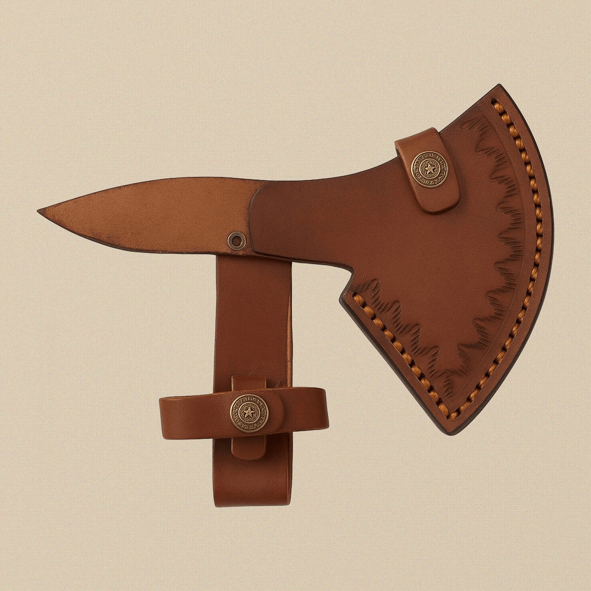 Double-Edged Damascus Steel Axe, 19-inch / 483mm, with Walnut Wood Handle and Leather Sheath | Axe | Toolsmith Ltd UK
