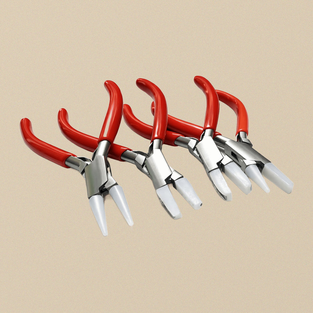 4 Piece Nylon Jaws Pliers Set, Round, Chain, Flat, Round/Flat, 5 Inch Jewellery Craft Bead Wire Forming Tools with Extra Jaws and Storage Case | Jewellery Making Tools | Toolsmith Ltd UK