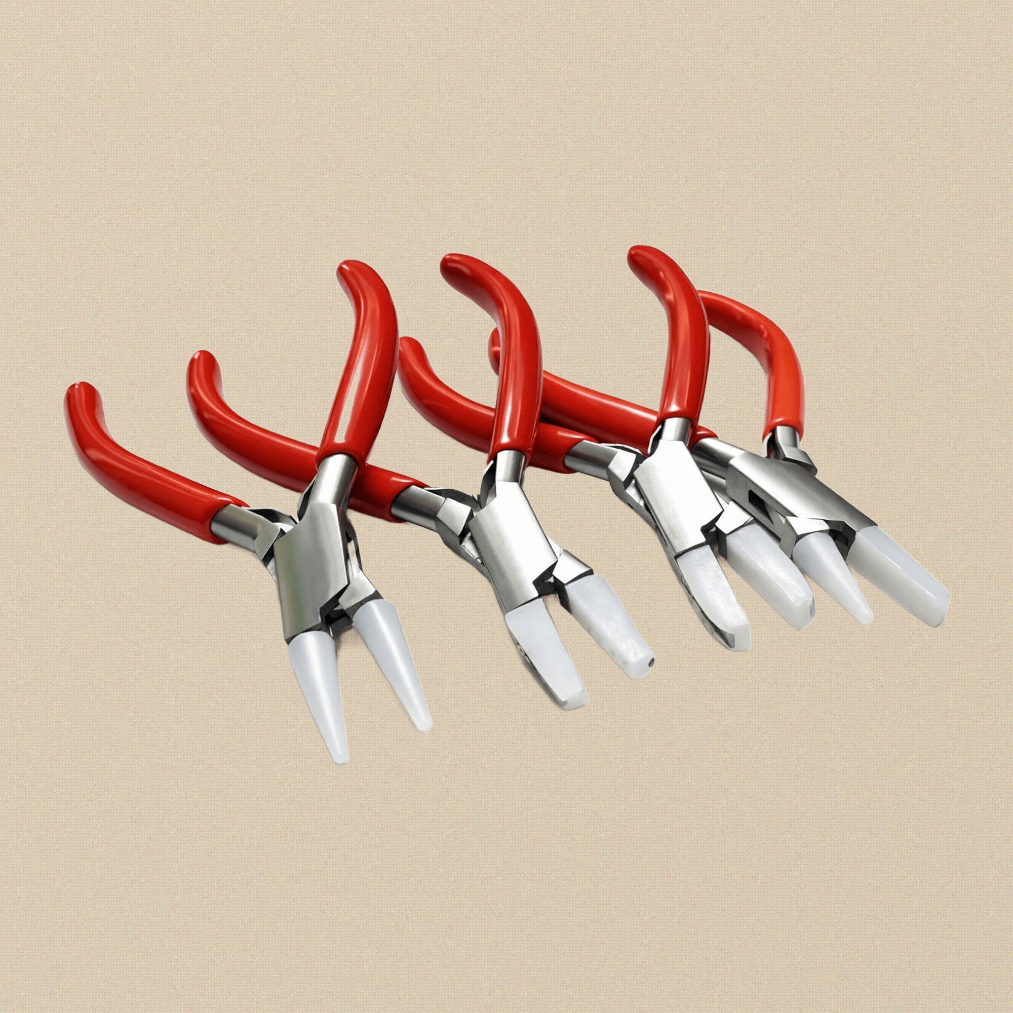 4 Piece Nylon Jaws Pliers Set, Round, Chain, Flat, Round/Flat, 5 Inch Jewellery Craft Bead Wire Forming Tools with Extra Jaws and Storage Case | Jewellery Making Tools | Toolsmith Ltd UK