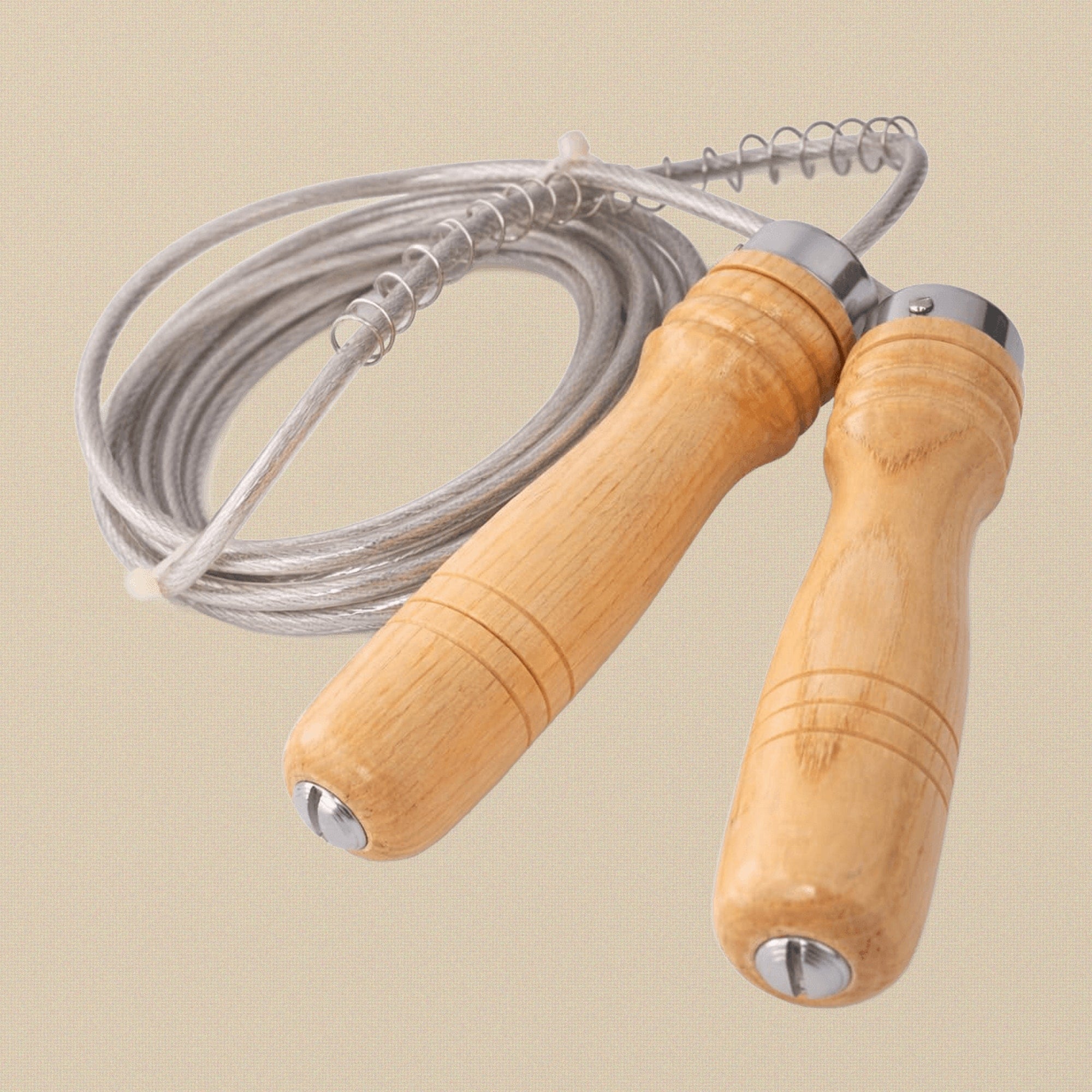 PVC Protected Steel Cable Skipping Rope with Wooden Handles, Speed Jump Rope for Fitness, Gym Workout, 9ft | Hobby & Craft Tools | Toolsmith Ltd UK