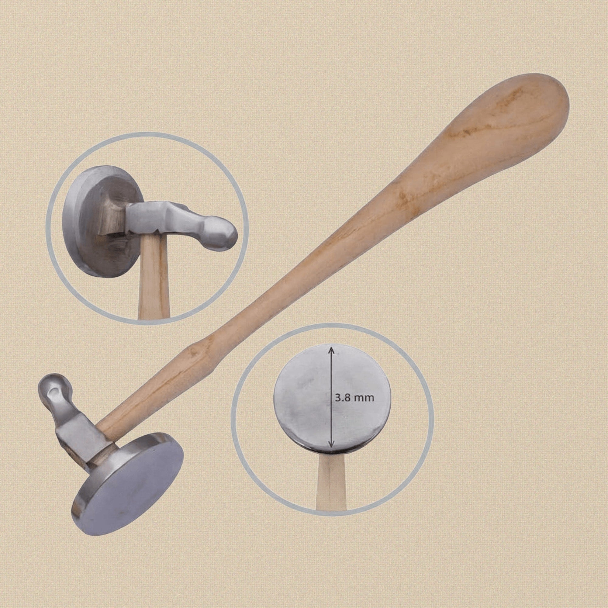 38 MM Bow and Flat Face Chasing Hammer for Jewellery Hobby Crafts Repousse Silversmith | Jewellery Making Tools | Toolsmith Ltd UK