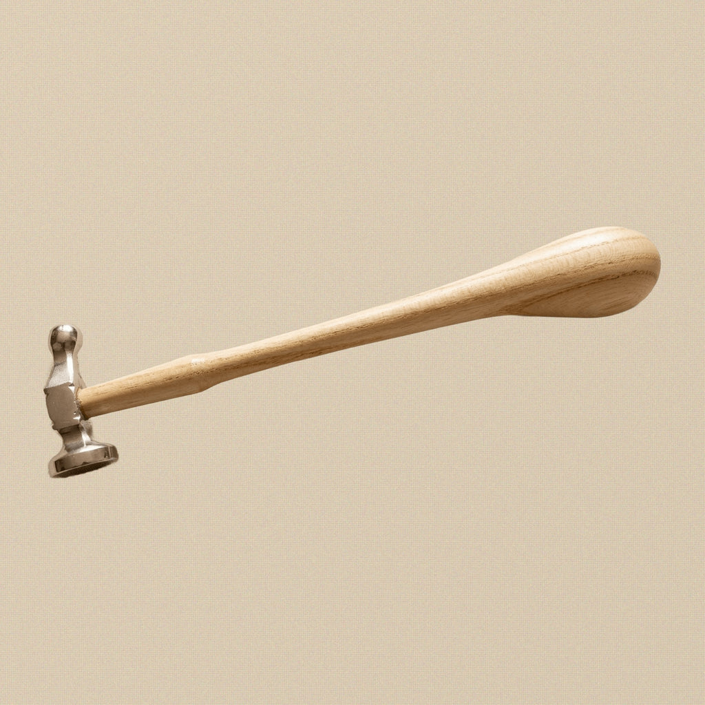 22mm German Style Bow Face Ball Peen Chasing Hammer with Wood Handle, Metal Planishing Repousse Tool for Metalwork | Jewellery Making Tools | Toolsmith Ltd UK