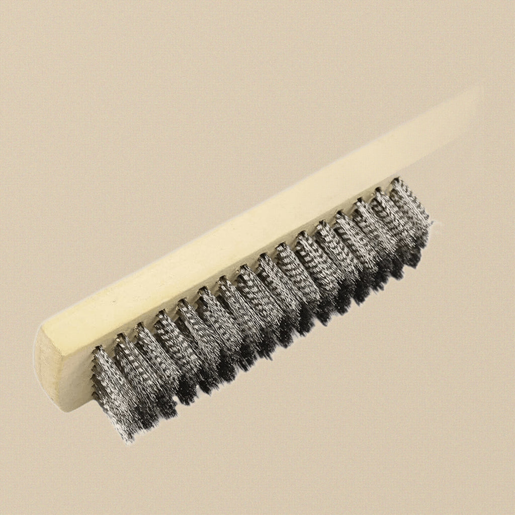 Wooden Handle Steel Wire Brush, 9 Inch Rust Cleaning Tool with 8x18 Rows Steel Bristles for Metal Cleaning | Jewellery Making Tools | Toolsmith Ltd UK