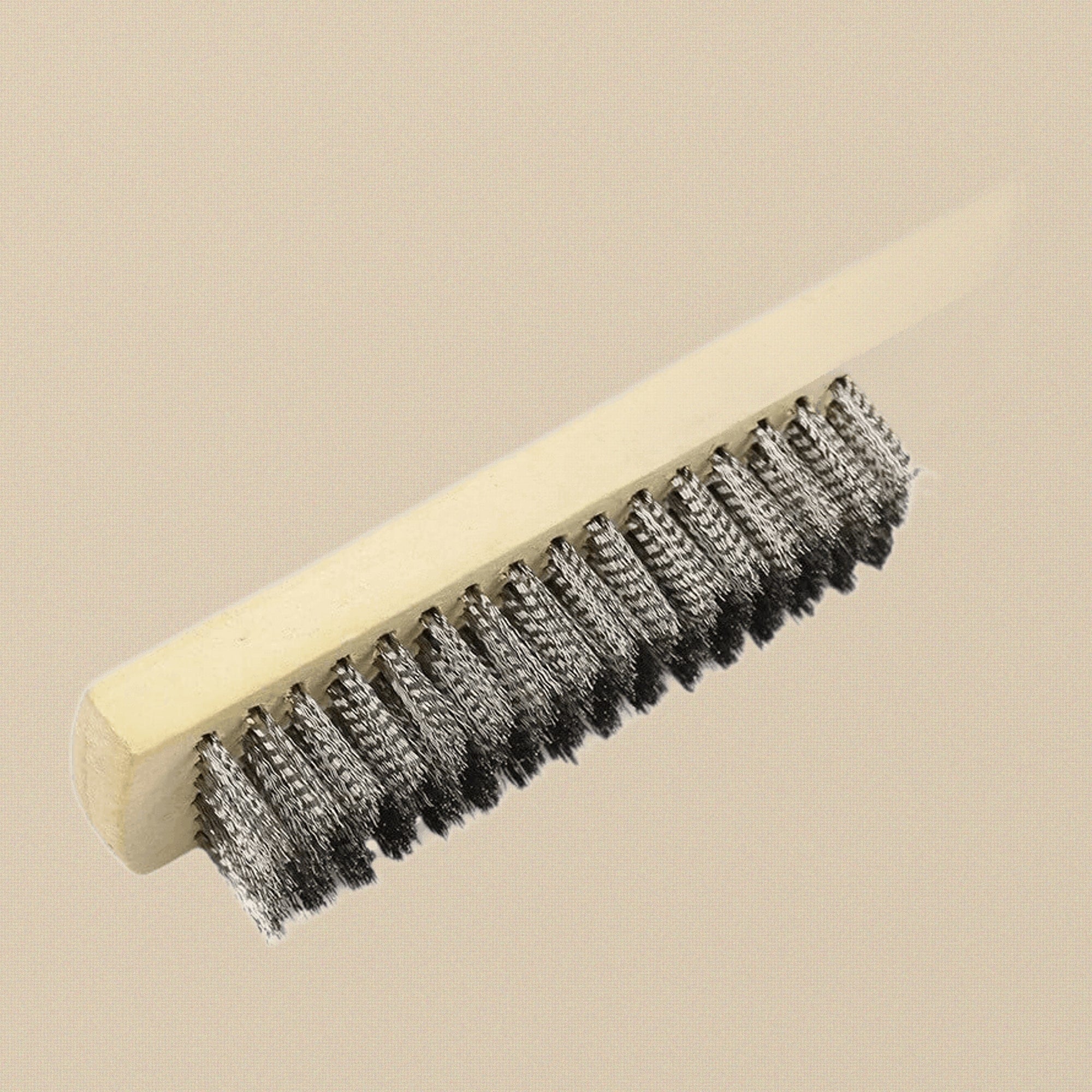 Wooden Handle Steel Wire Brush, 9 Inch Rust Cleaning Tool with 8x18 Rows Steel Bristles for Metal Cleaning | Jewellery Making Tools | Toolsmith Ltd UK