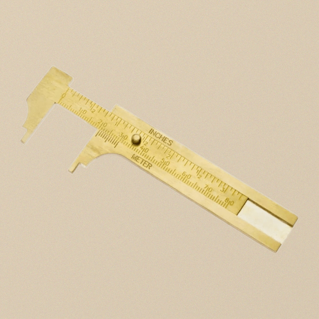 3" Brass Sliding Gauge Caliper, 80mm Notched Jaws, Dual Scale Inches/Metric, for Watch, Jewellery and Beads | Jewellery Making Tools | Toolsmith Ltd UK