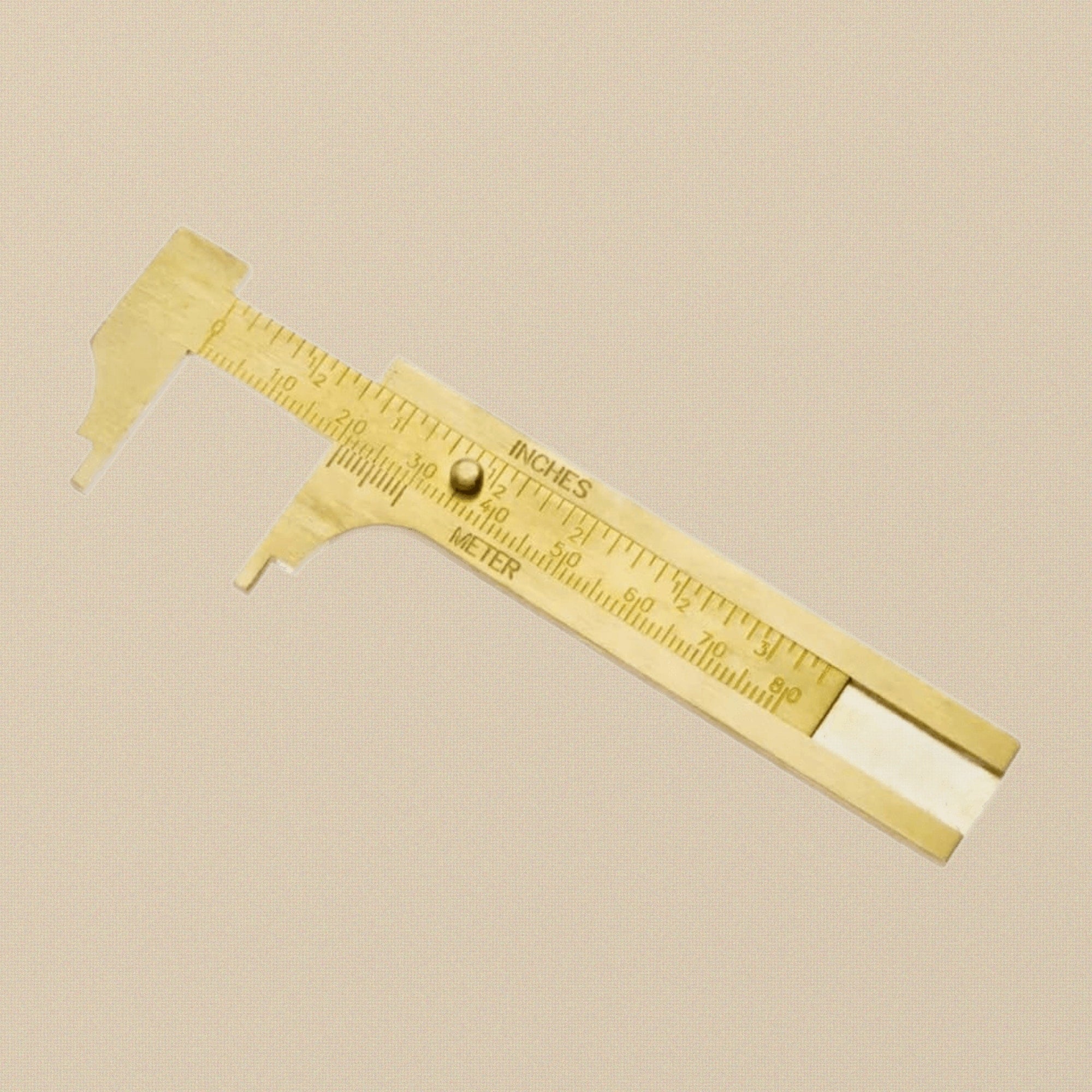 3" Brass Sliding Gauge Caliper, 80mm Notched Jaws, Dual Scale Inches/Metric, for Watch, Jewellery and Beads | Jewellery Making Tools | Toolsmith Ltd UK