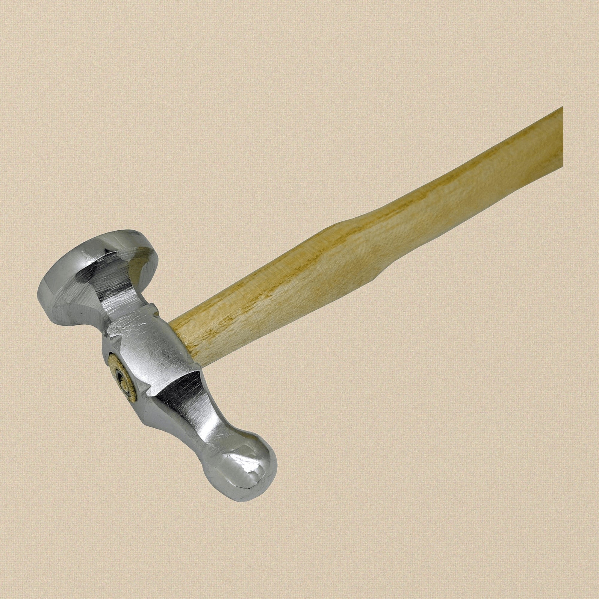 22mm German Style Bow Face Ball Peen Chasing Hammer with Wood Handle, Metal Planishing Repousse Tool for Metalwork | Jewellery Making Tools | Toolsmith Ltd UK