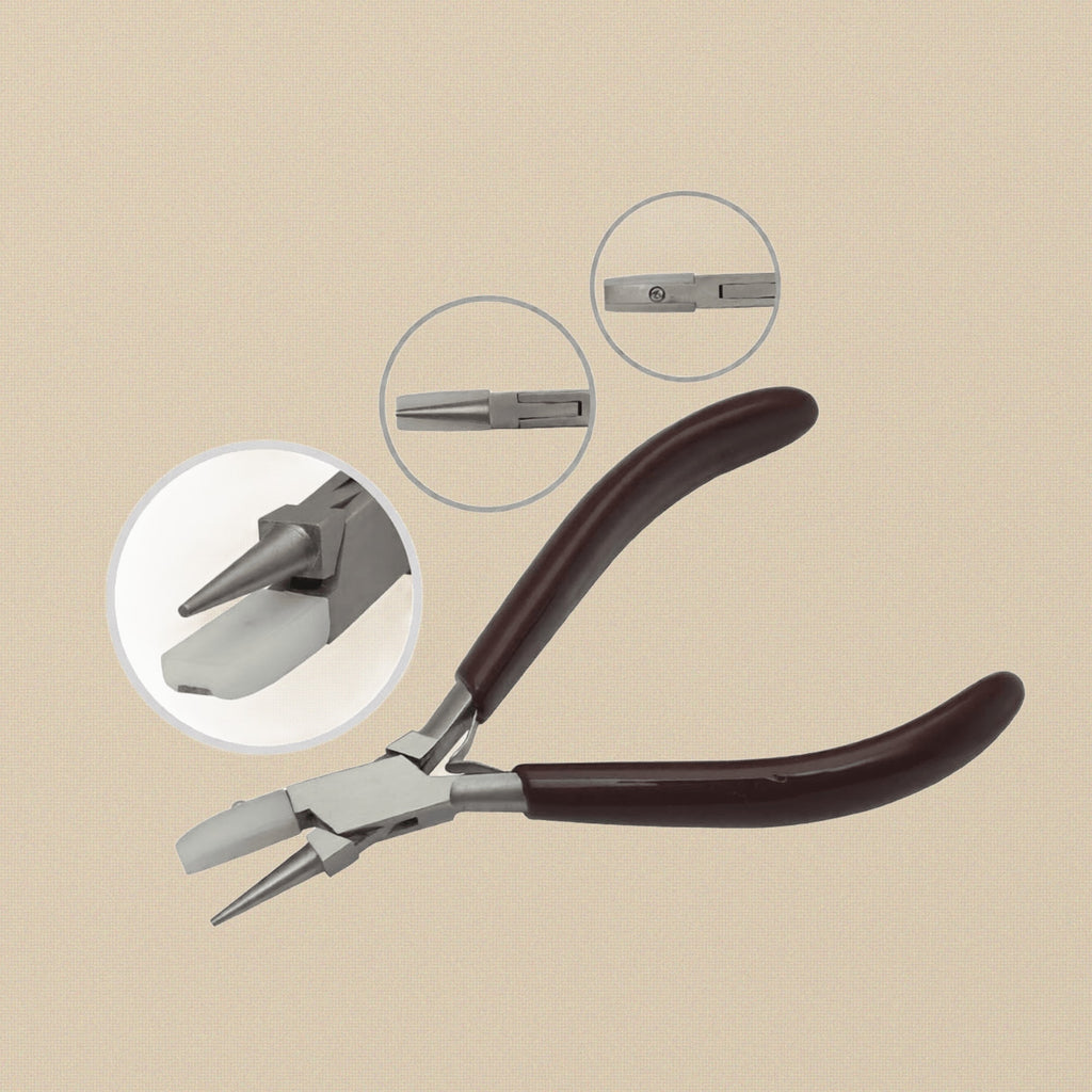Ergonomic Comfort Steel Round & Nylon Flat Nose Pliers, 5.5 Inch, Stainless Steel with PVC Grips for Jewellery Crafts Making and Hobby | Jewellery Making Tools | Toolsmith Ltd UK