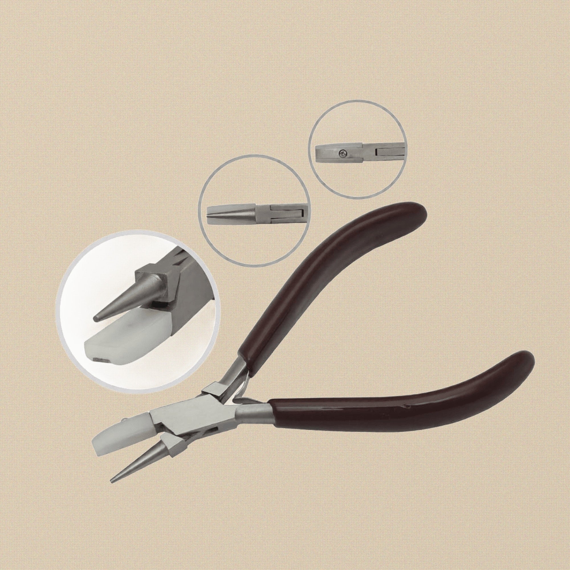 Ergonomic Comfort Steel Round & Nylon Flat Nose Pliers, 5.5 Inch, Stainless Steel with PVC Grips for Jewellery Crafts Making and Hobby | Jewellery Making Tools | Toolsmith Ltd UK