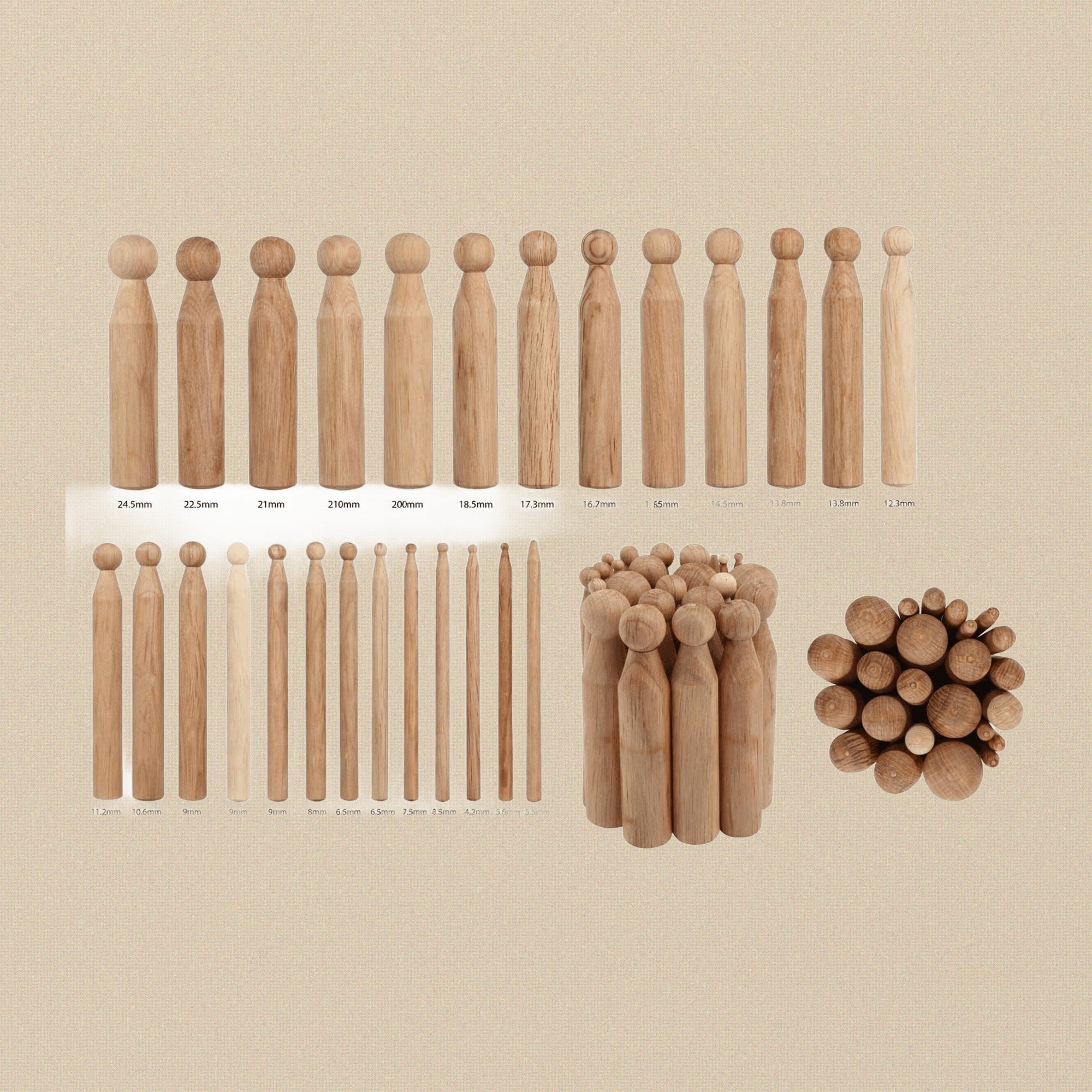Wooden Doming Dapping Punches Set, 24 Pieces, Jewellery Crafts Repair Tools, 2.7-24.5mm | Jewellery Making Tools | Toolsmith Ltd UK