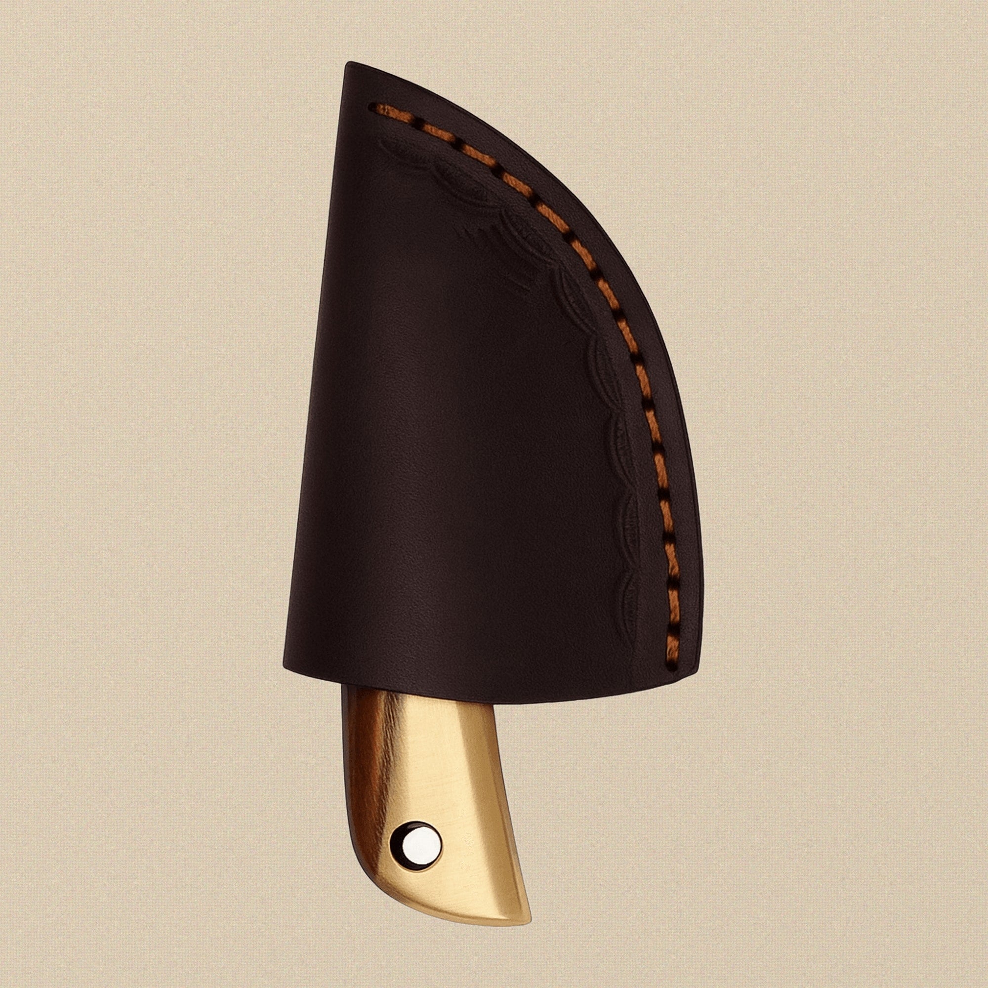 Miniature Damascus Skinner Knife, 66mm Brass-Handled, with Leather Sheath | Miniature Knife | Toolsmith Ltd UK