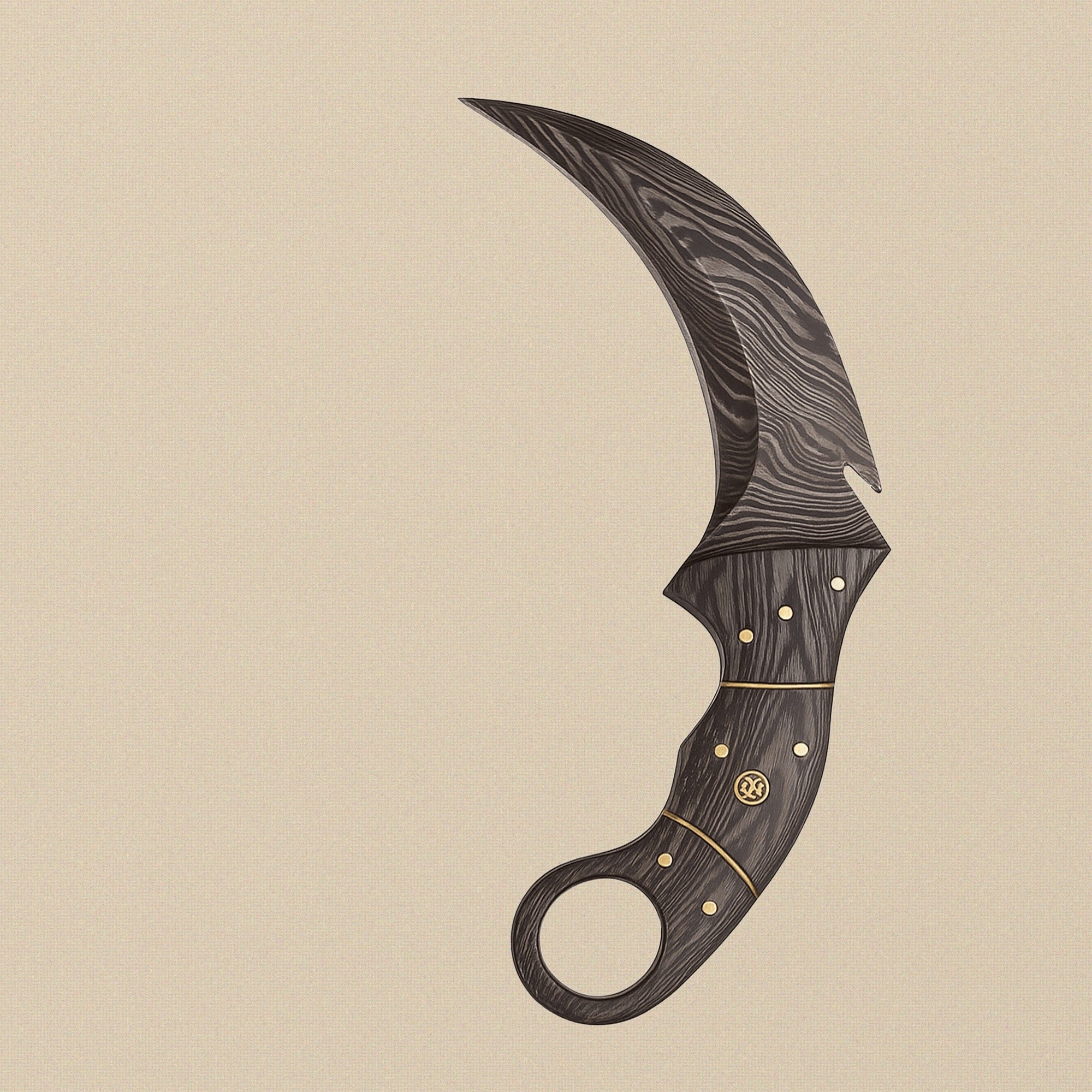 Hand-Forged Karambit Knife, 127mm (5") Damascus Steel Blade with Pakkawood Handle | Knife | Toolsmith Ltd UK