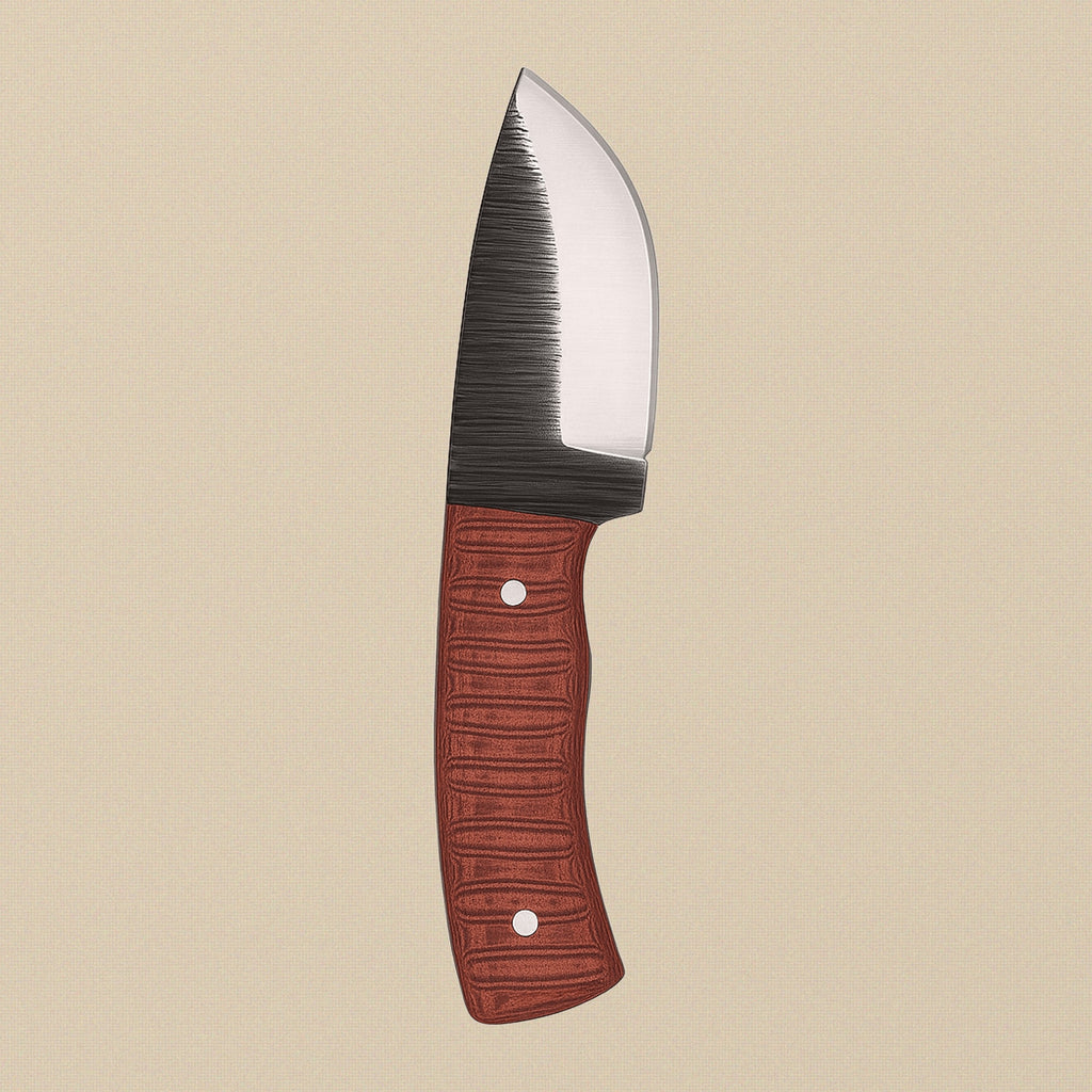 Hand-Forged Layered Steel Utility Knife (9.5-inch) with Red Pakkawood Handle and Leather Sheath | Utility Knife | Toolsmith Ltd UK