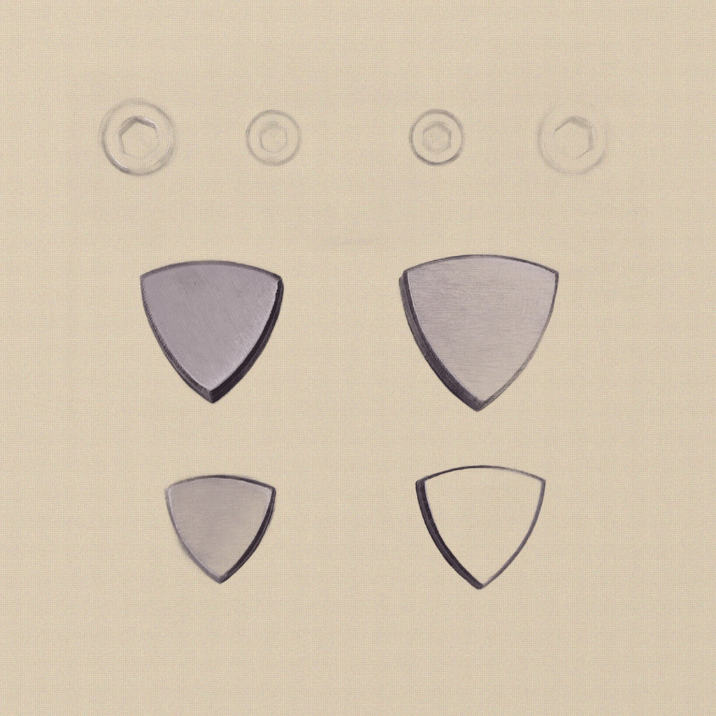 4 Punch Curvilinear Triangle Steel Disc Cutter Set, 4 Sizes 15-22 mm, Jewellery And Crafts Making | Jewellery Making Tools | Toolsmith Ltd UK