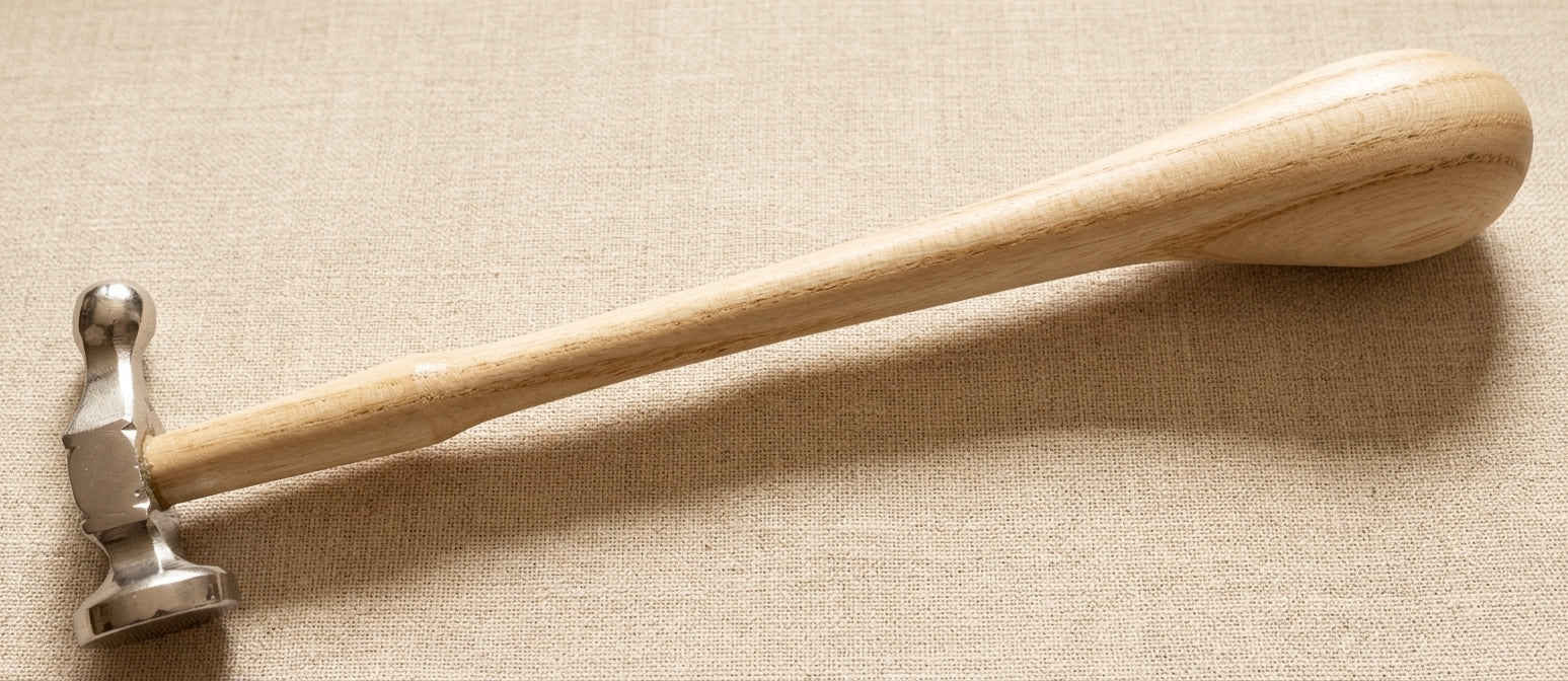 22mm German Style Bow Face Ball Peen Chasing Hammer with Wood Handle, Metal Planishing Repousse Tool for Metalwork | Jewellery Making Tools | Toolsmith Ltd UK