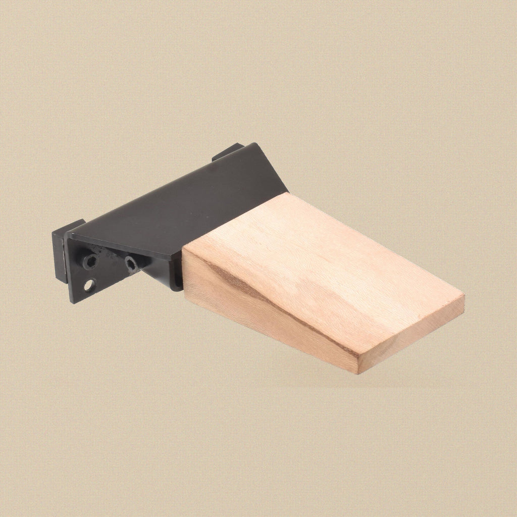 Hardwood bench peg fitted to its black steel clamp mount