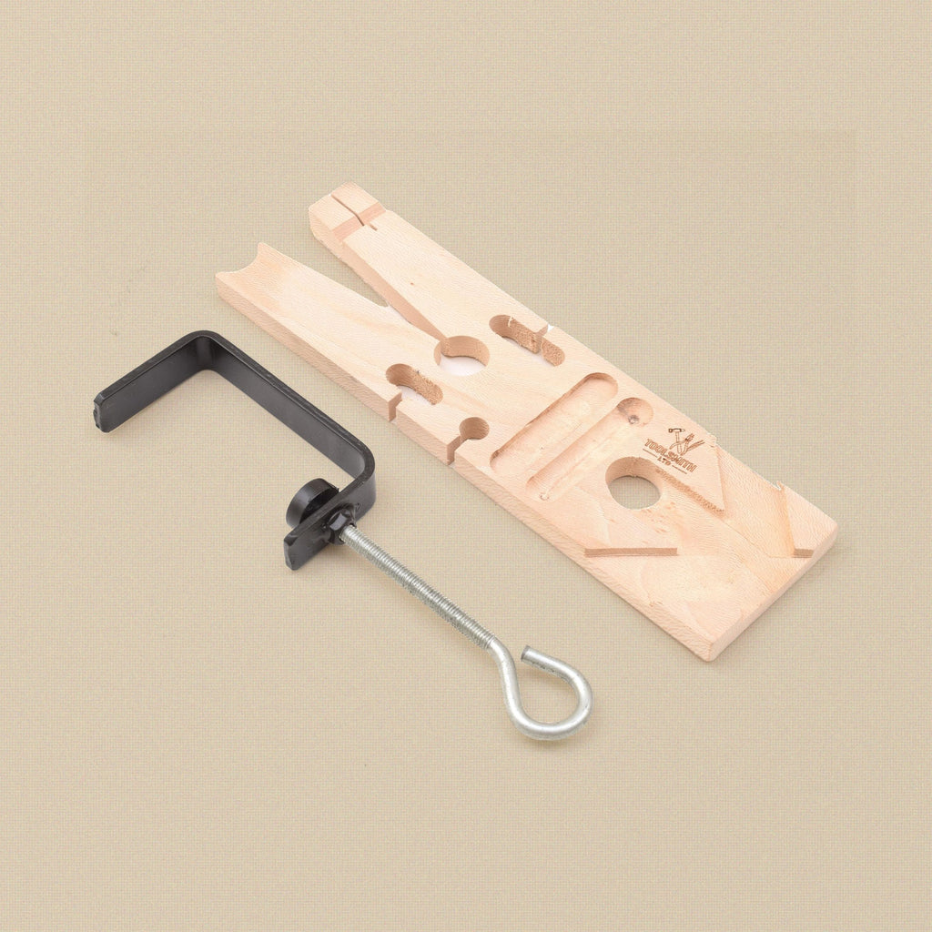 Multi-Angled Bench Pin with Clamp, 21.5 x 6.5 x 1.25 cm Hardwood Pin with Cut-Outs and 45 Degree Notch, for Sawing and Filing | Jewellery Making Tools | Toolsmith Ltd UK