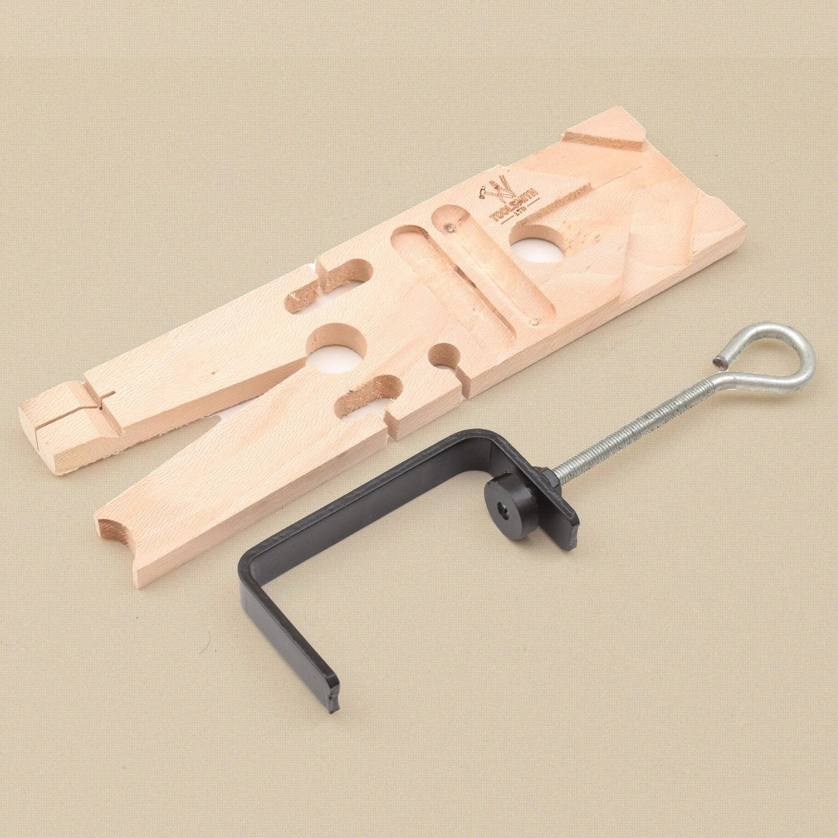 Multi-Angled Bench Pin with Clamp, 21.5 x 6.5 x 1.25 cm Hardwood Pin with Cut-Outs and 45 Degree Notch, for Sawing and Filing | Jewellery Making Tools | Toolsmith Ltd UK