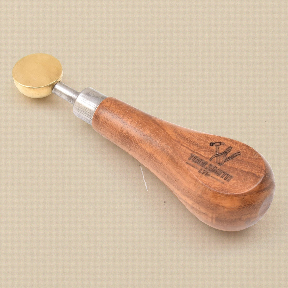 Brass Head Bezel Pusher and Burnisher, 4 Inch, Non-Marring Round Head on a Hardwood Handle, for Stone Setting | Jewellery Making Tools | Toolsmith Ltd UK