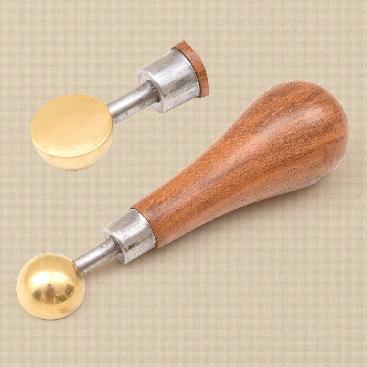 Brass Head Bezel Pusher and Burnisher, 4 Inch, Non-Marring Round Head on a Hardwood Handle, for Stone Setting | Jewellery Making Tools | Toolsmith Ltd UK