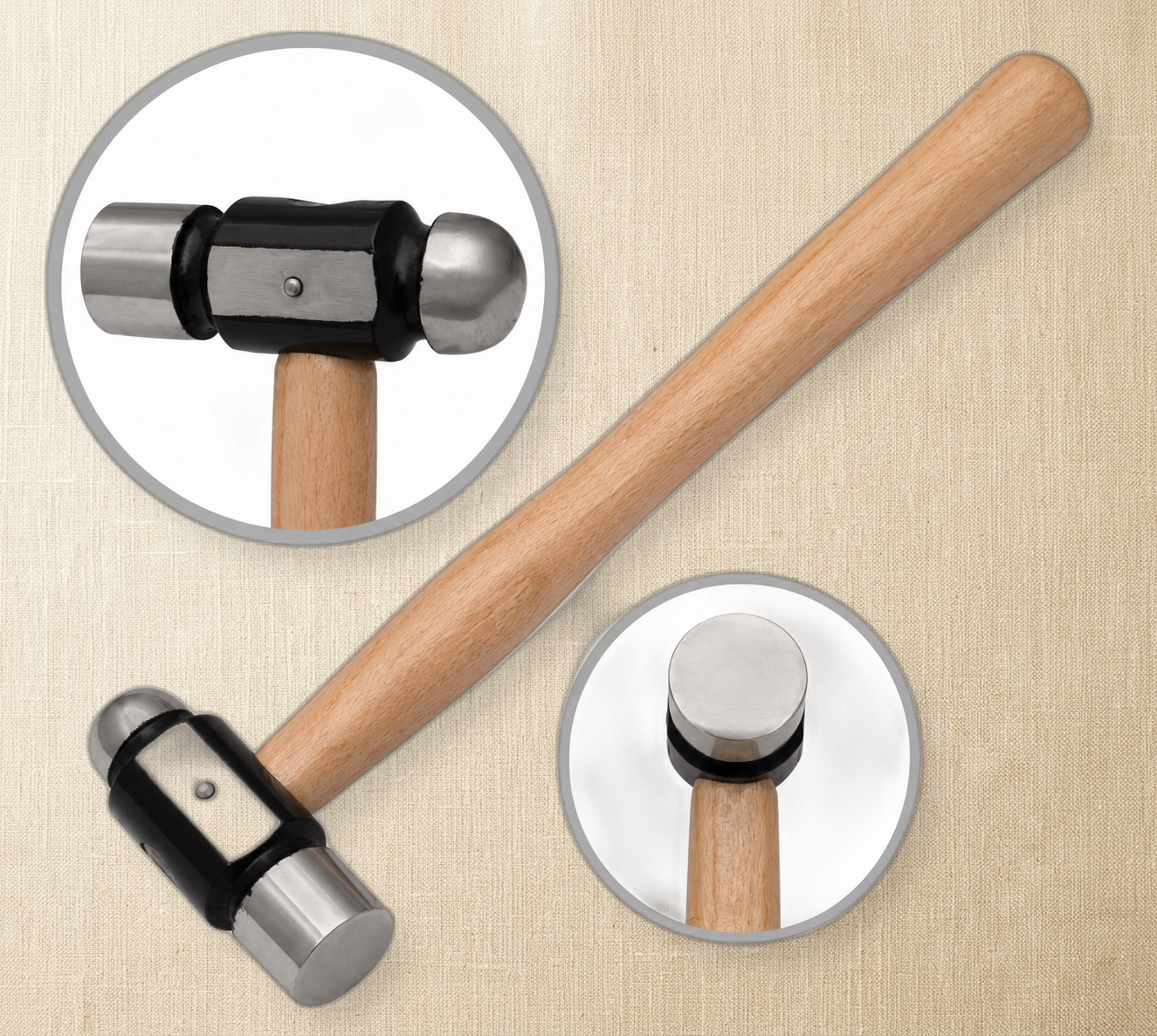 Ball Peen Hammer, 8 oz/ 227g, Metal Working Tool for Jewellery Making and Crafts, Wooden Handle | Jewellery Making Tools | Toolsmith Ltd UK