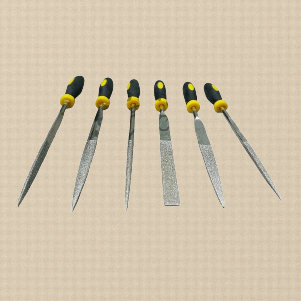 6-Piece Diamond Needle File Set, 140 Grit Precision Steel Files, Multiple Shapes for Detailed Work | Jewellery Making Tools | Toolsmith Ltd UK