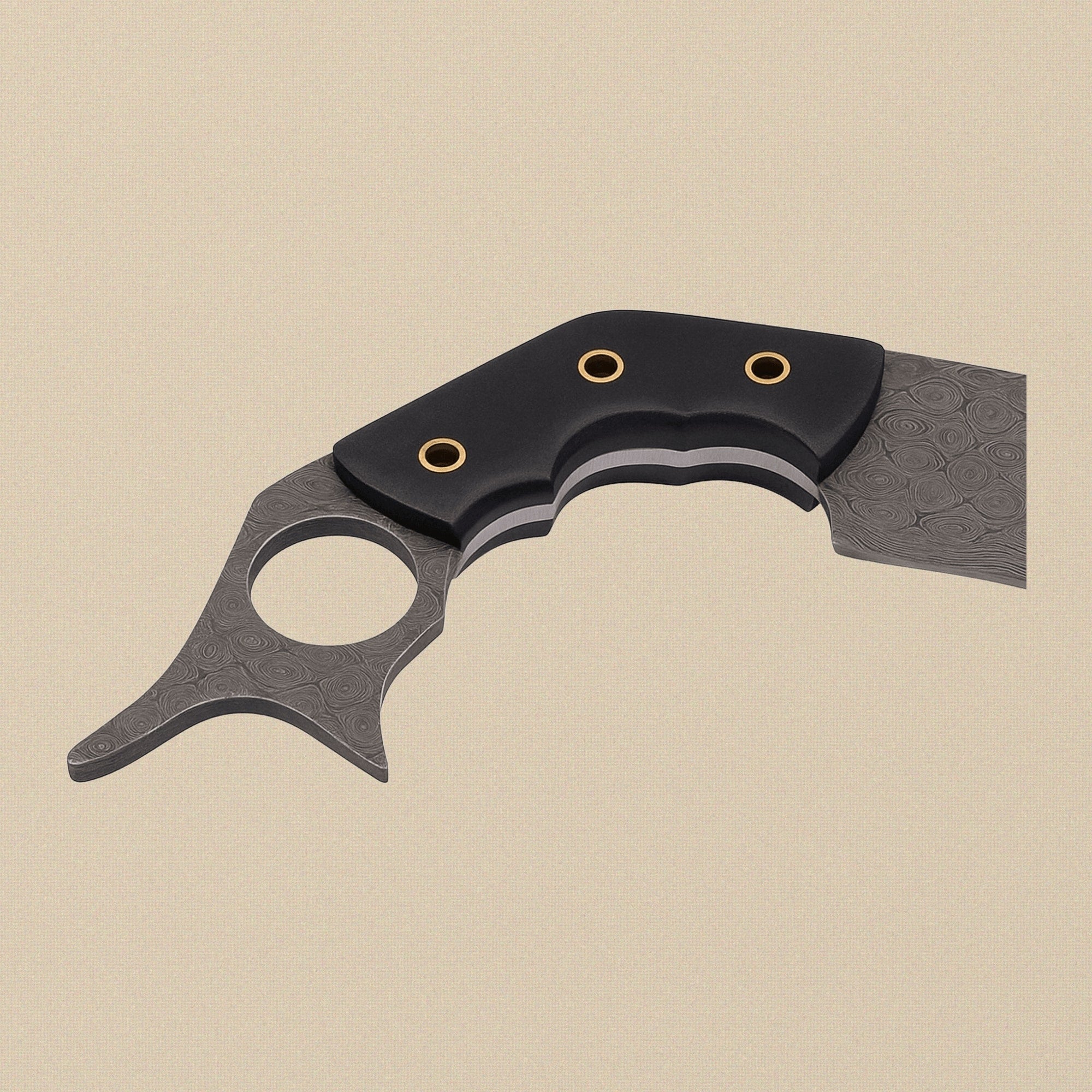 Hand-Forged Karambit Knife in Raindrop Damascus Steel with Black Micarta Handle | Knife | Toolsmith Ltd UK