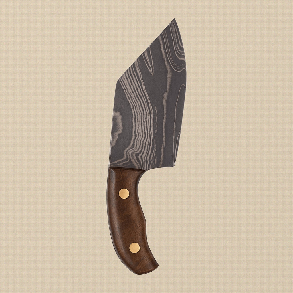 Miniature Damascus Skinner Knife, 50mm Blade, with Micarta Handle and Leather Sheath | Knife | Toolsmith Ltd UK