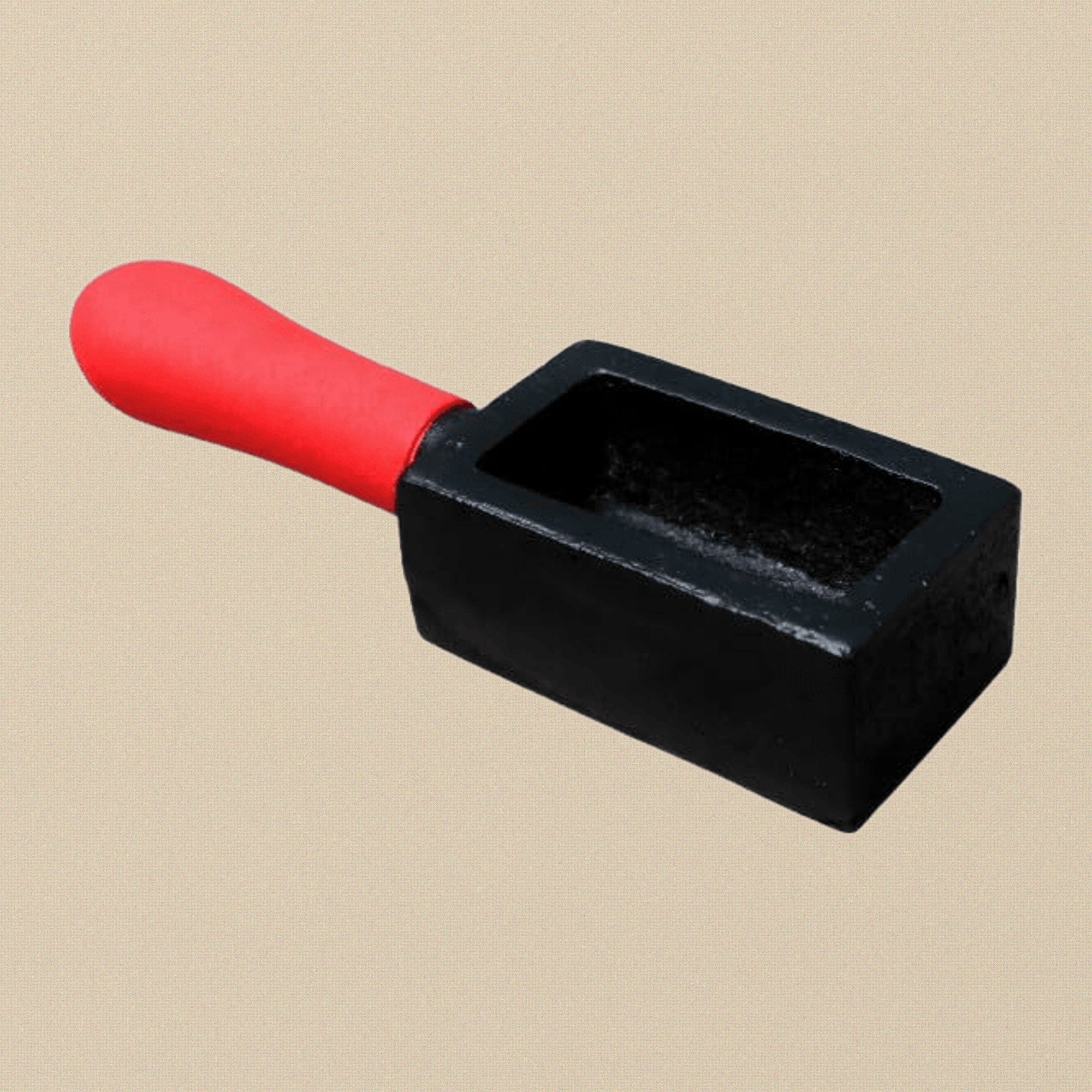Small Cast Iron Ingot Mould for Gold and Silver Casting, Open Crucible Bar Mould with Red Handle, 70mm x 35mm x 27mm, Rectangular Scrap Metal Furnace Tool | Jewellery Making Tools | Toolsmith Ltd UK