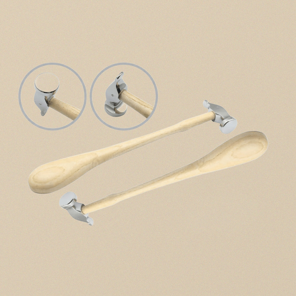 25mm Narrow and Flat Raising Chasing Hammer, Jewellery Repousse Silversmith Tool with Wooden Handle | Jewellery Making Tools | Toolsmith Ltd UK