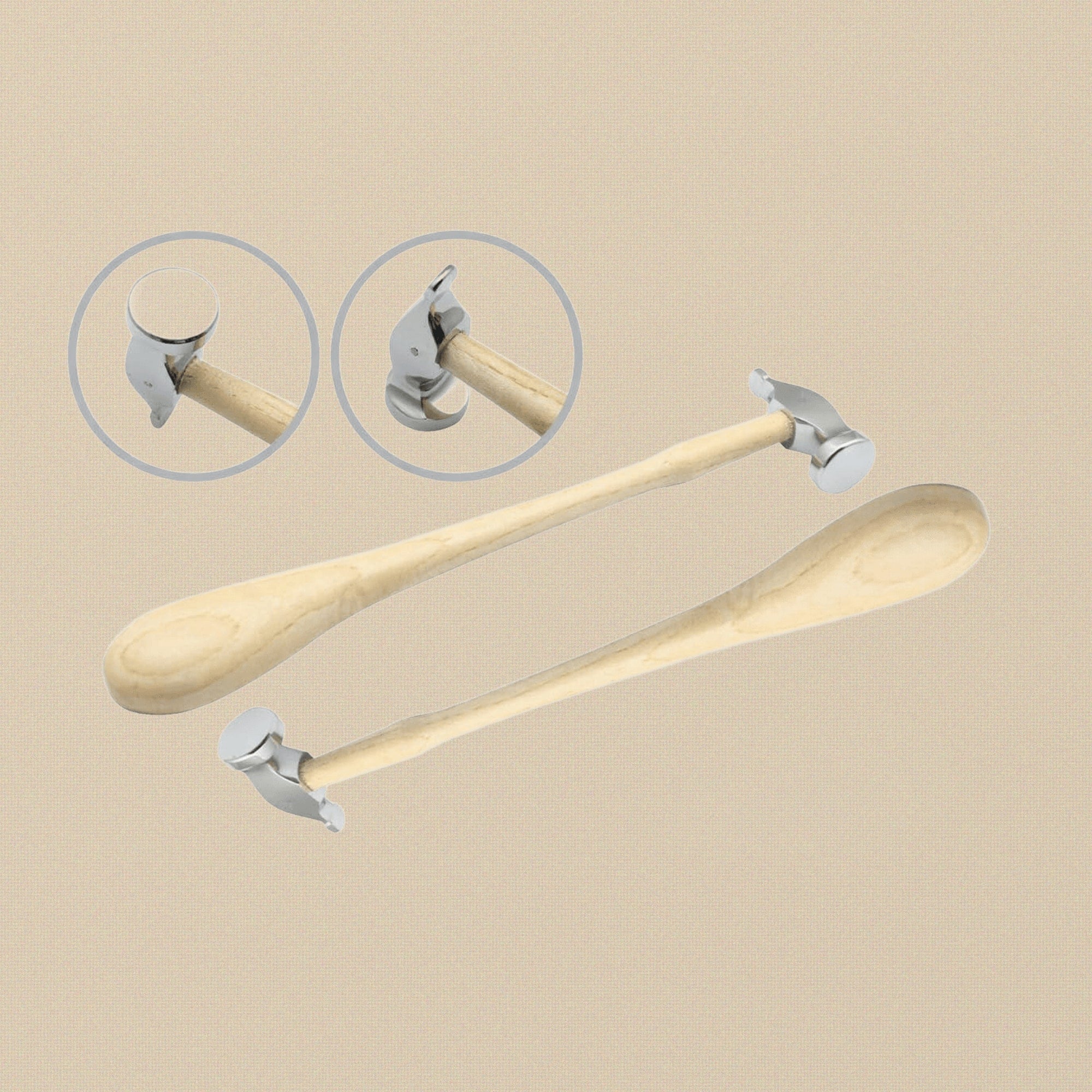25mm Narrow and Flat Raising Chasing Hammer, Jewellery Repousse Silversmith Tool with Wooden Handle | Jewellery Making Tools | Toolsmith Ltd UK