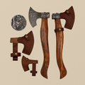 Damascus Steel Tomahawk Axe, 20-inch, with Walnut Wood Handle and Leather Sheath | Axe | Toolsmith Ltd UK