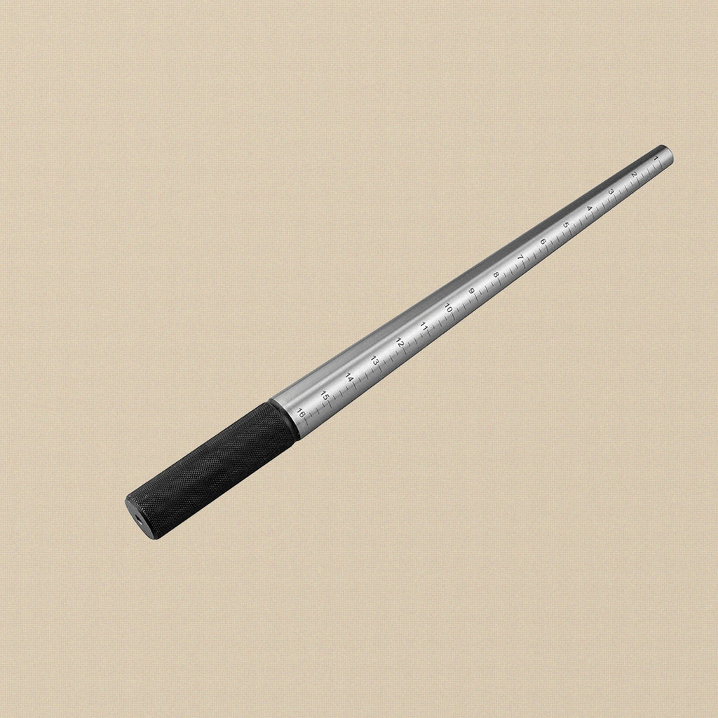 Premium Round Ring Mandrel, Solid Steel Jewellery Shaping and Forming Tool, 1-16 Size Markings, 13 Inch with Textured Grip Handle | Jewellery Making Tools | Toolsmith Ltd UK