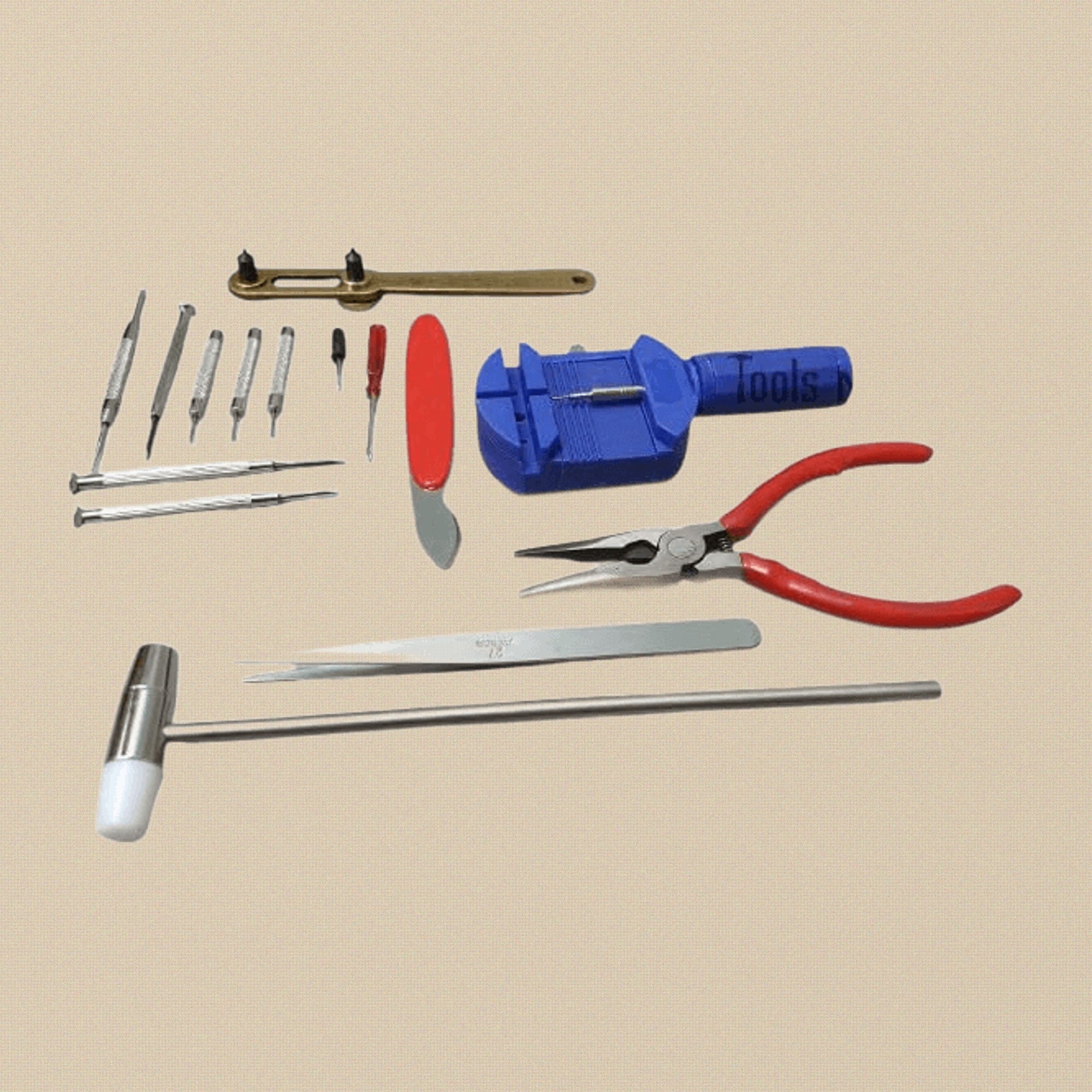 Watch Repair Tool Kit, 16-Piece Set with Pin Remover and Wrist Strap Adjuster | Watch & Clock Tools | Toolsmith Ltd UK