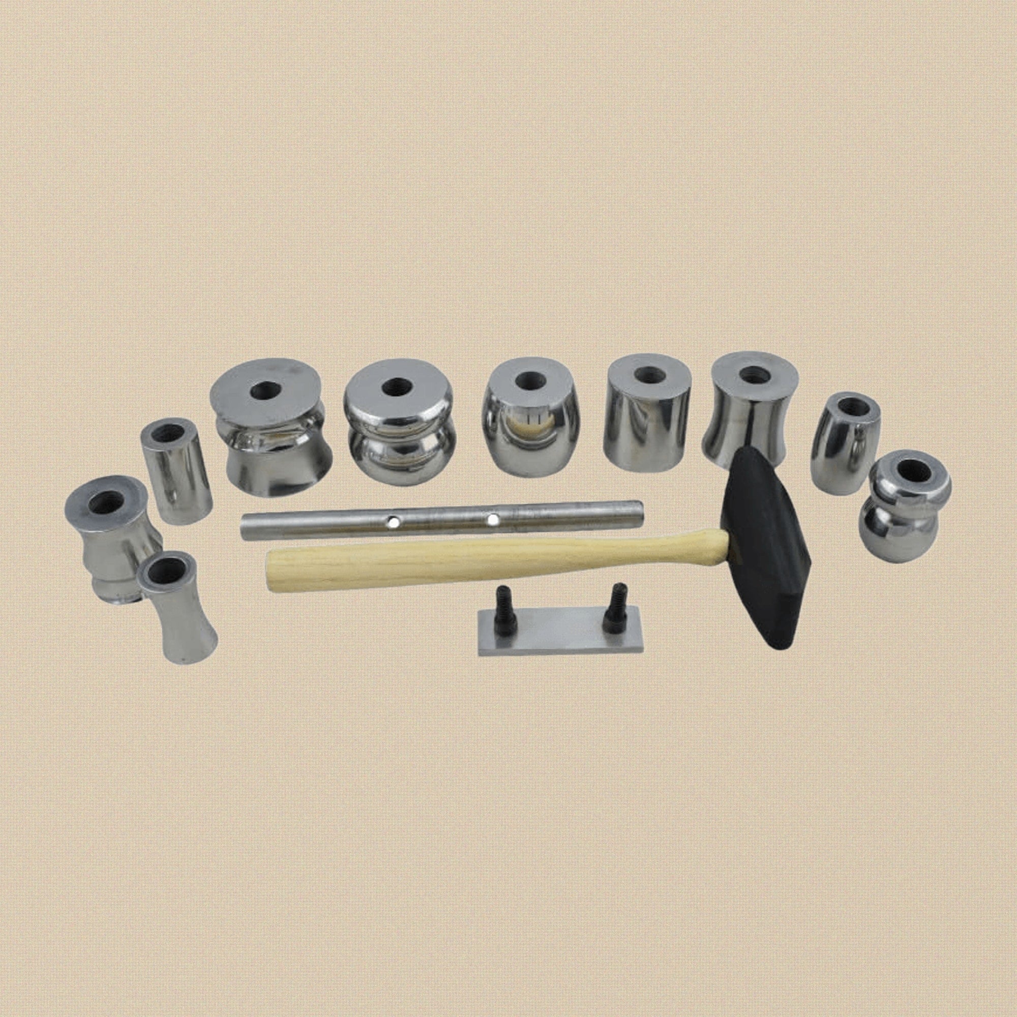Steel Bracelet Forming Die Set, 10 Pieces, Jewellery Making Tools with Domed and Flat Dies, Bangle Making Kit, Comes with Nylon Forming Hammer | Jewellery Making Tools | Toolsmith Ltd UK