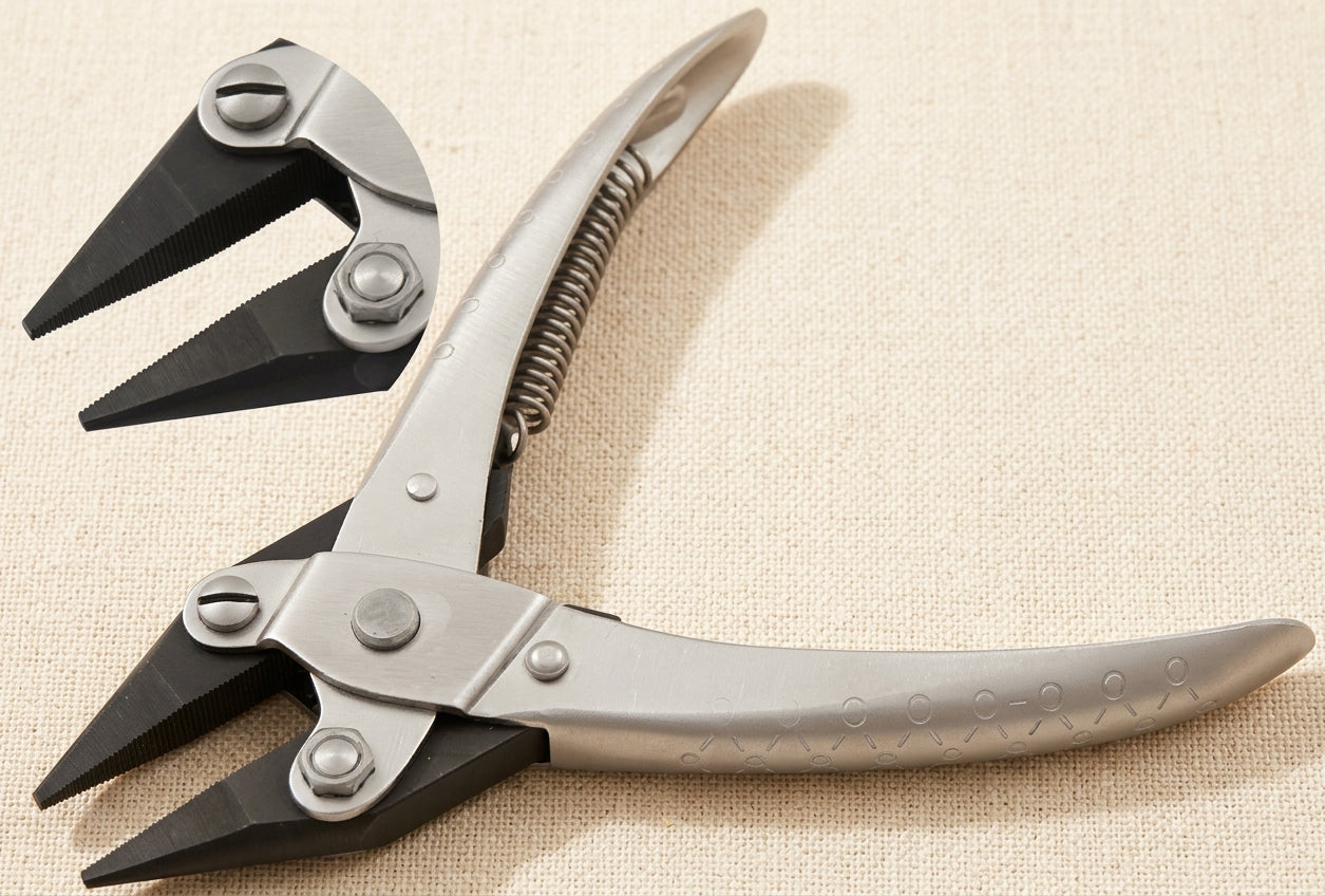 Parallel Action Chain Nose Pliers with Serrated Jaws, Carbon Steel, 140mm, Silver, for Jewellery Crafts Wire Work | Jewellery Making Tools | Toolsmith Ltd UK