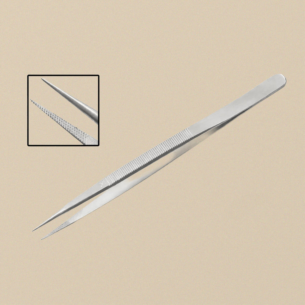 Stainless Steel Fine Point Tweezers, 6-1/2 Inch, Serrated Jaws for Jewellery, Diamond, Gemstone and Bead Pick Up Repair | Jewellery Making Tools | Toolsmith Ltd UK