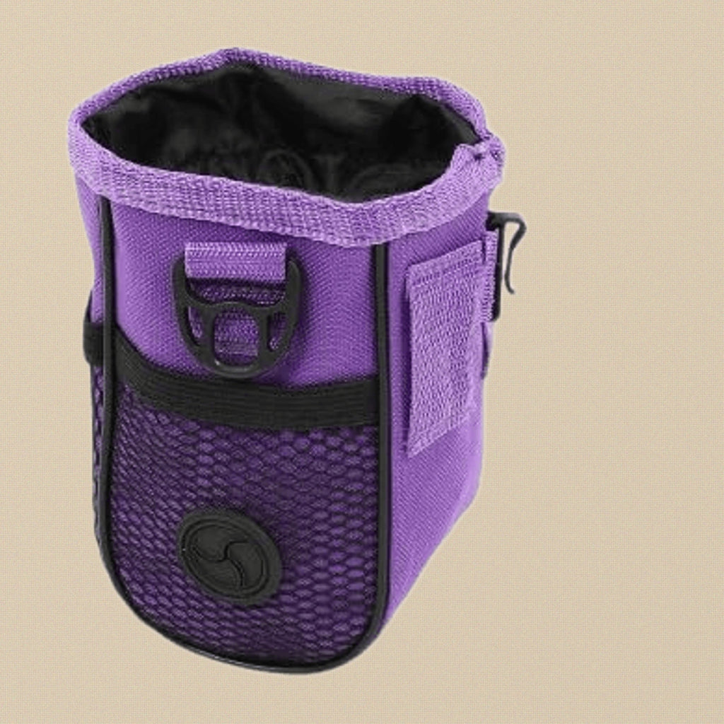 Purple Pet Training Treat Pouch, Mesh and Nylon, 6 x 3 Inch Premium Dog Cat Reward Bag with Drawstring, Puppy Obedience Training, Shoulder Strap, Belt Clip | Pet Grooming Tools | Toolsmith Ltd UK