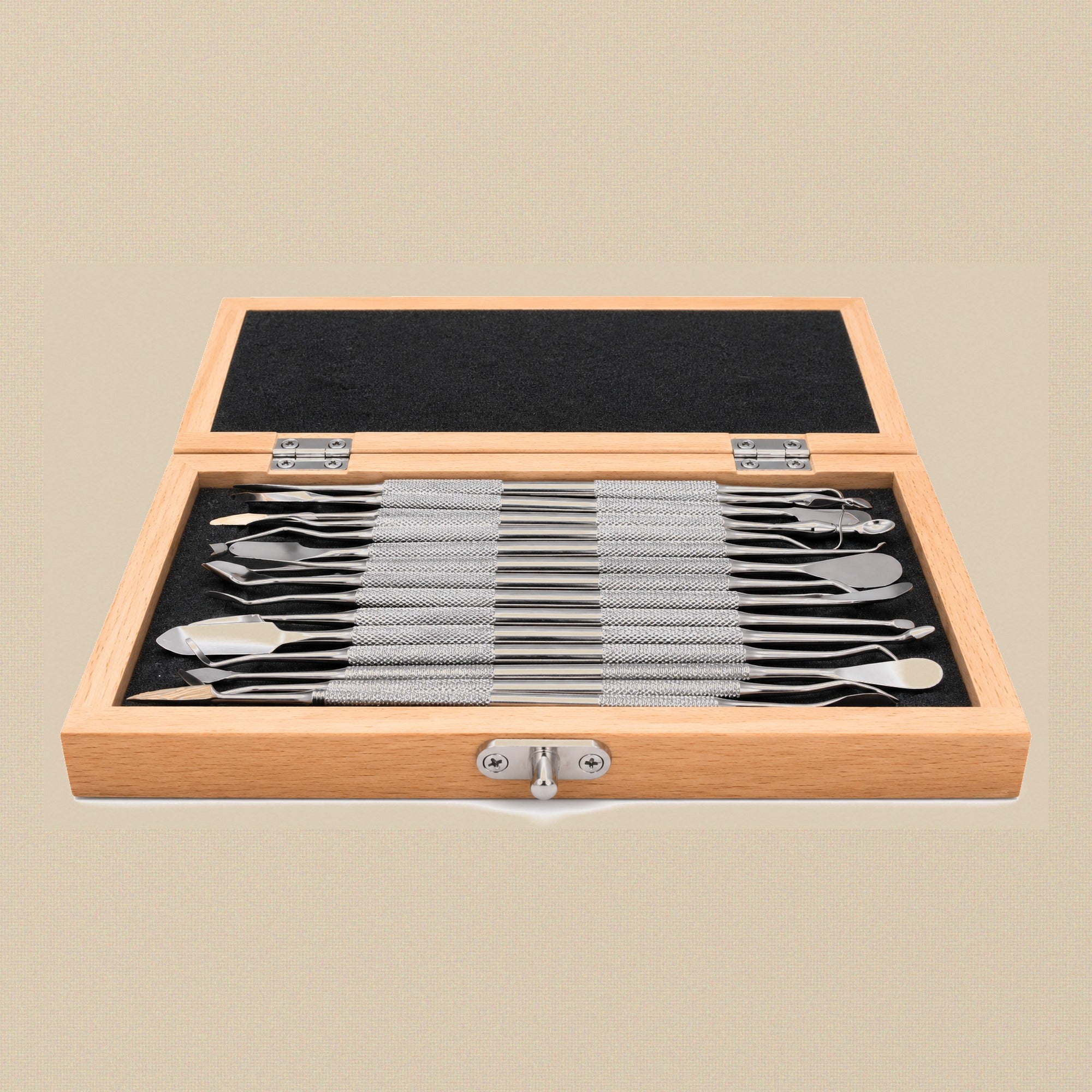 Stainless Steel Wax & Clay Carver Set, 16 Double-Ended Tools in Wooden Box | Wax Carver Set | Toolsmith Ltd UK