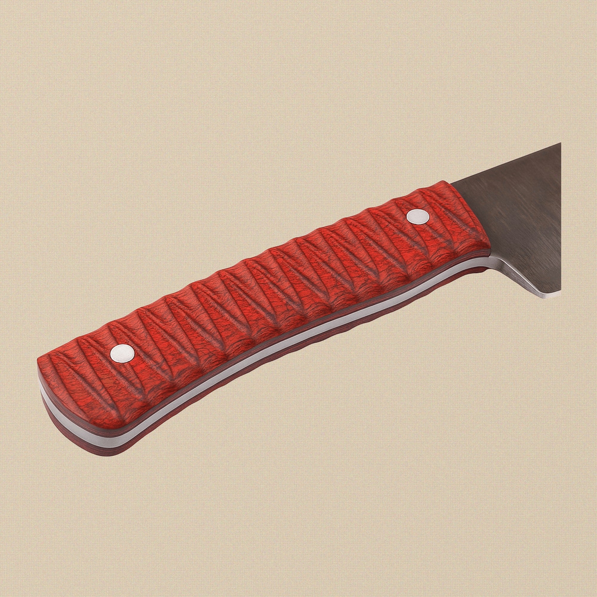 Hand-Forged Layered Steel Utility Knife (9.5-inch) with Red Pakkawood Handle and Leather Sheath | Utility Knife | Toolsmith Ltd UK