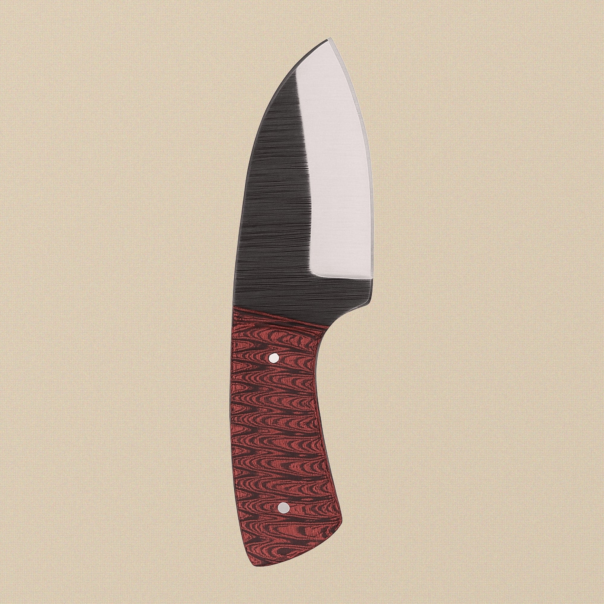 Hand-Forged D2 Steel Skinner Knife with Red Pakkawood Handle and Leather Sheath | Utility Knife | Toolsmith Ltd UK