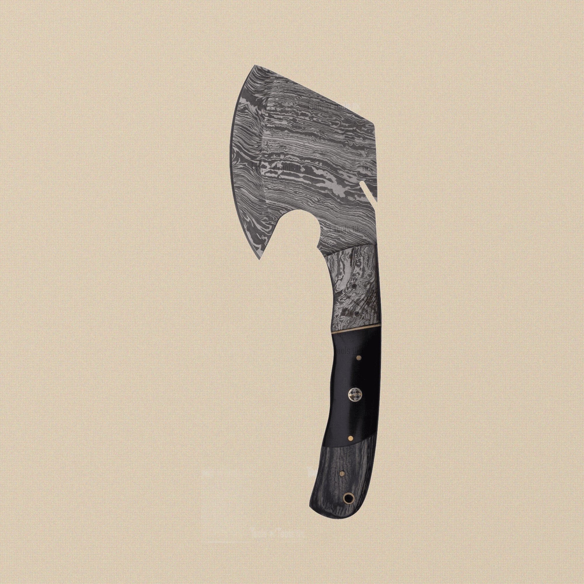 Damascus Steel Axe, 11-inch (279 mm), with Wood Handle and Leather Sheath | Axe | Toolsmith Ltd UK