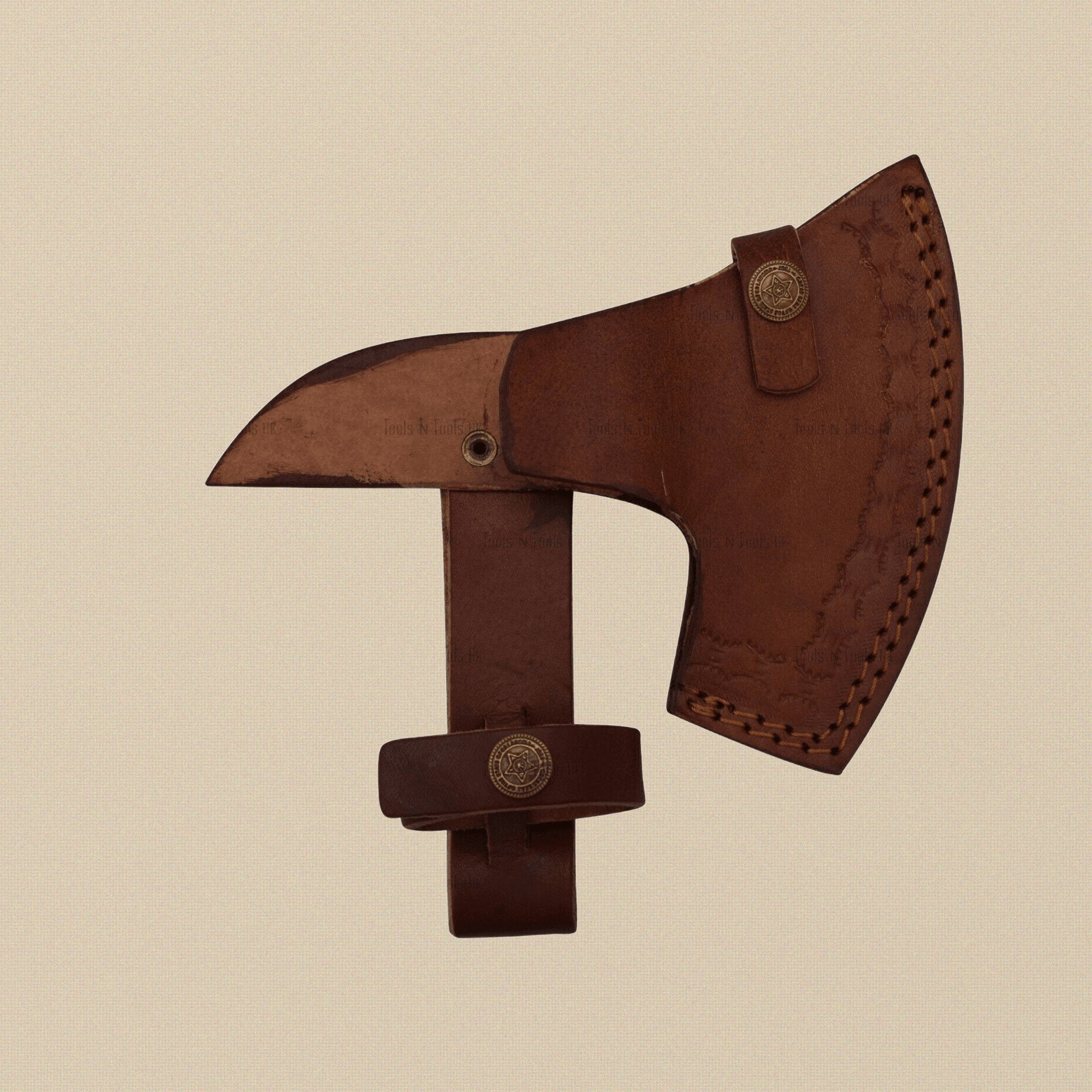 Damascus Steel Axe, 19-inch, with Walnut Wood Handle and Leather Sheath | Axe | Toolsmith Ltd UK